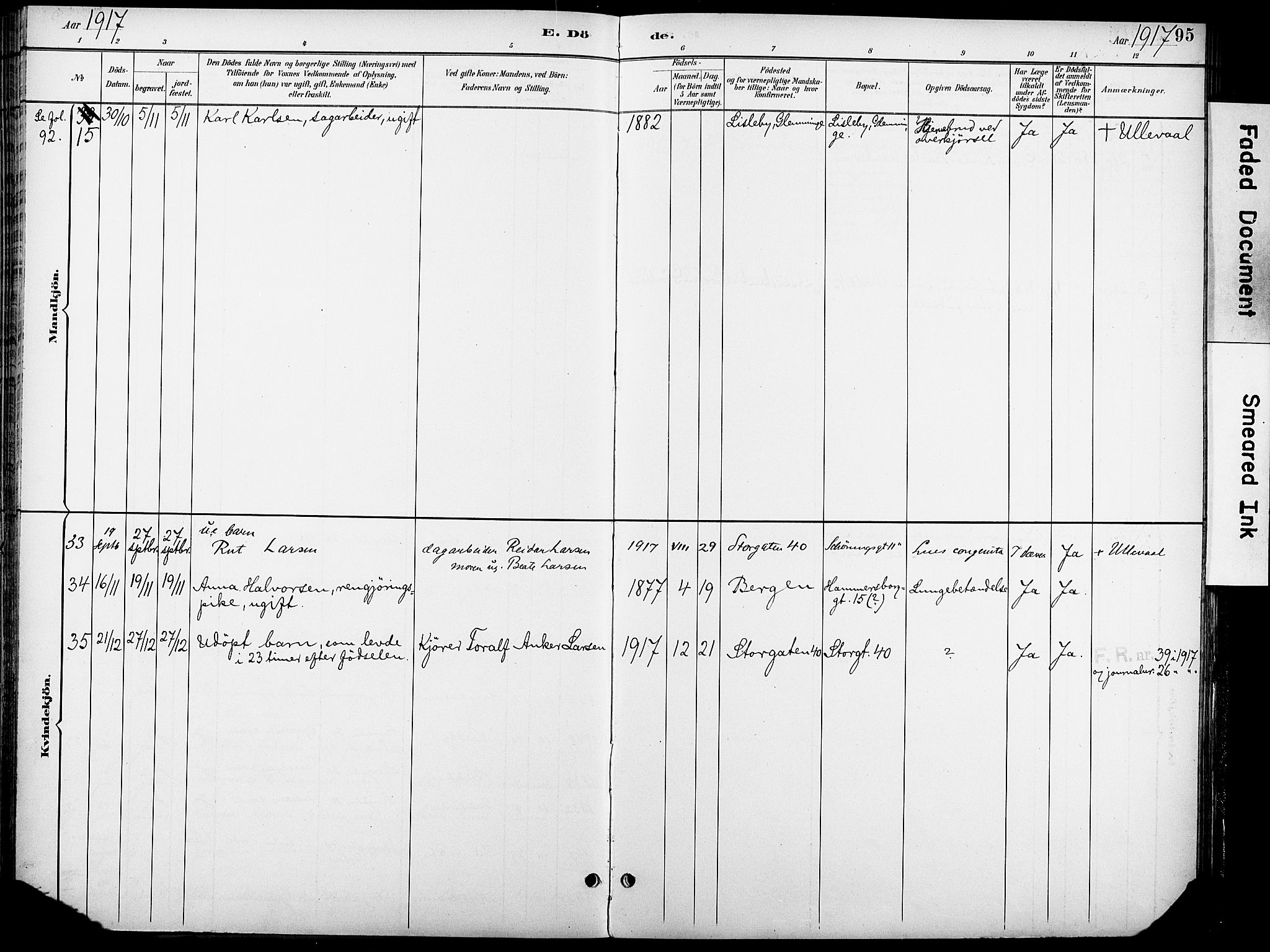 Krohgstøtten sykehusprest Kirkebøker, AV/SAO-A-10854/F/Fa/L0003: Parish register (official) no. 3, 1890-1935, p. 95