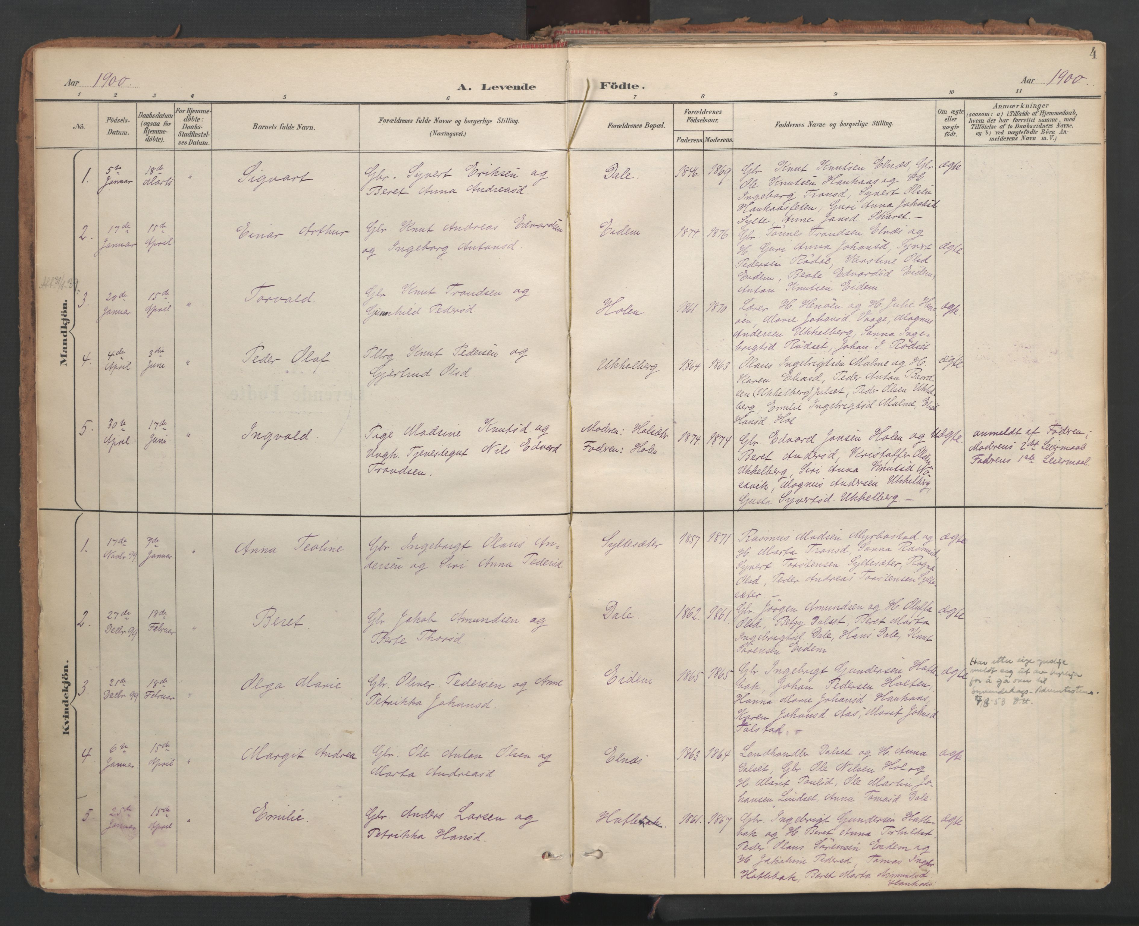 Ministerialprotokoller, klokkerbøker og fødselsregistre - Møre og Romsdal, AV/SAT-A-1454/564/L0741: Parish register (official) no. 564A02, 1900-1976, p. 4