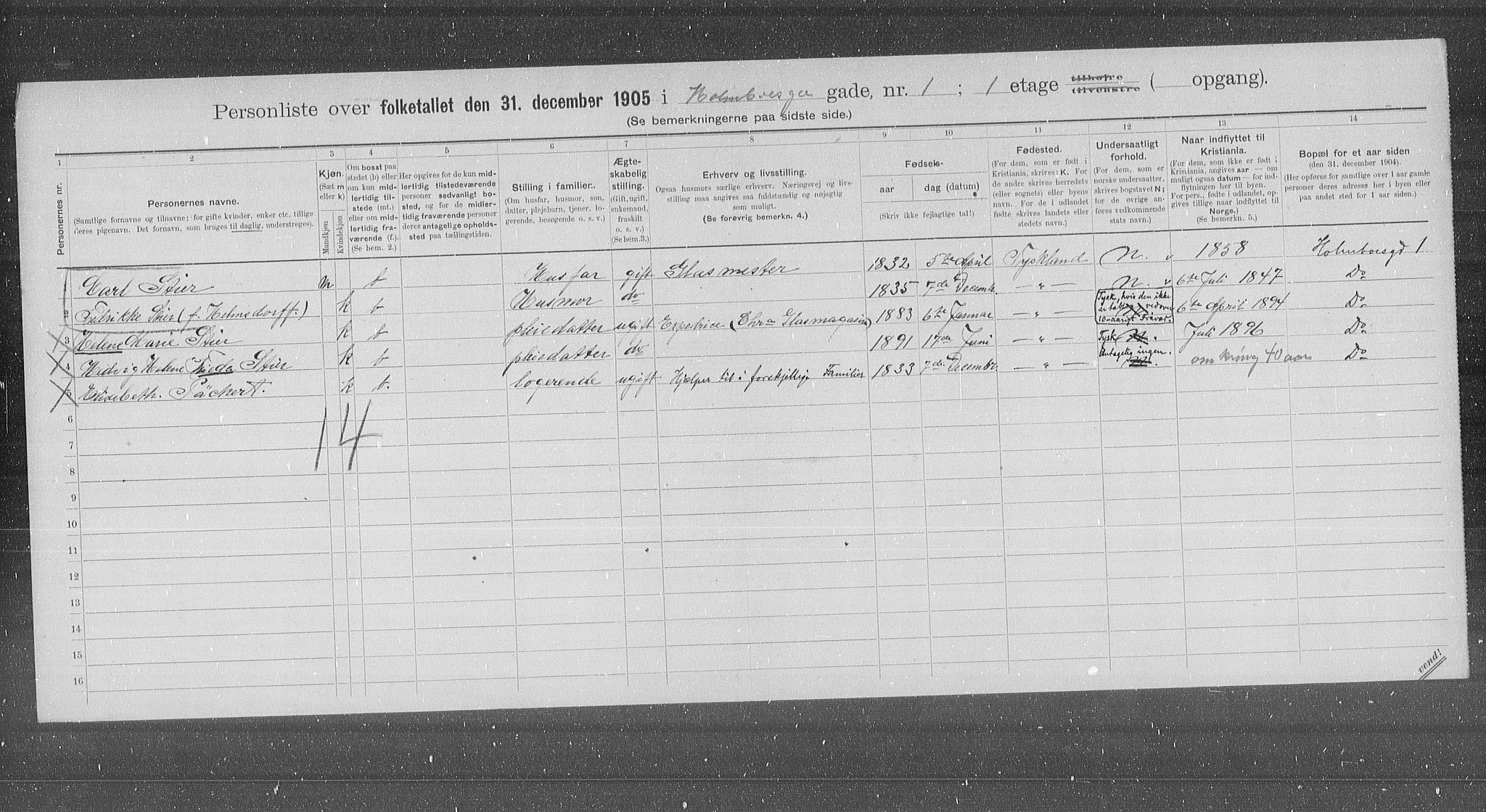 OBA, Municipal Census 1905 for Kristiania, 1905, p. 21188