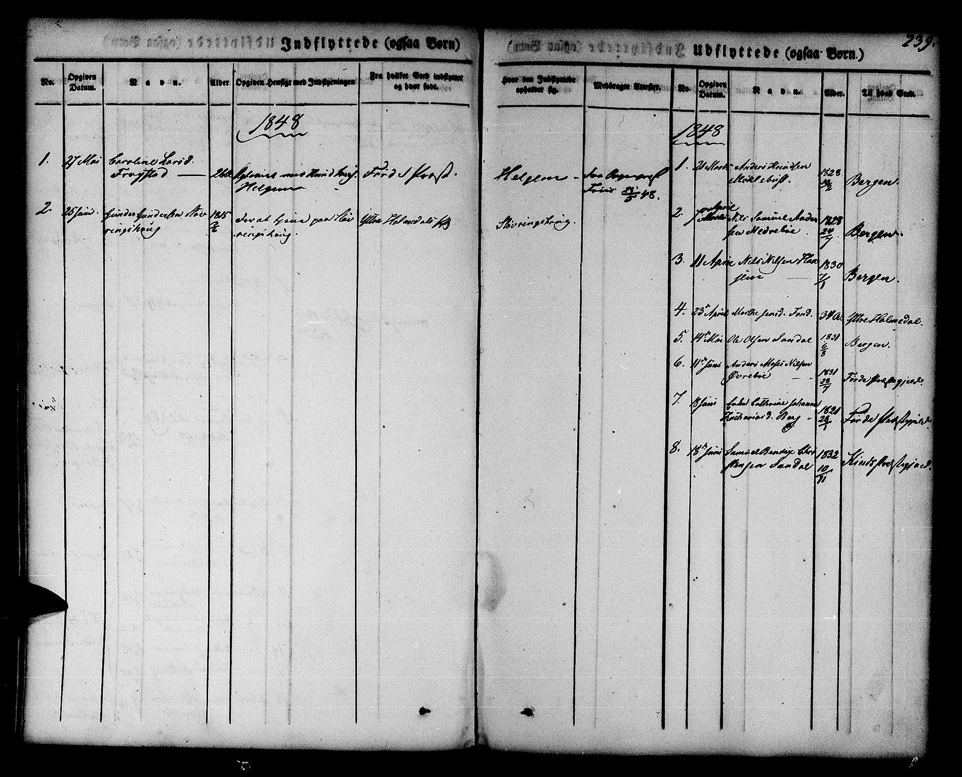 Jølster sokneprestembete, SAB/A-80701/H/Haa/Haaa/L0009: Parish register (official) no. A 9, 1833-1848, p. 239
