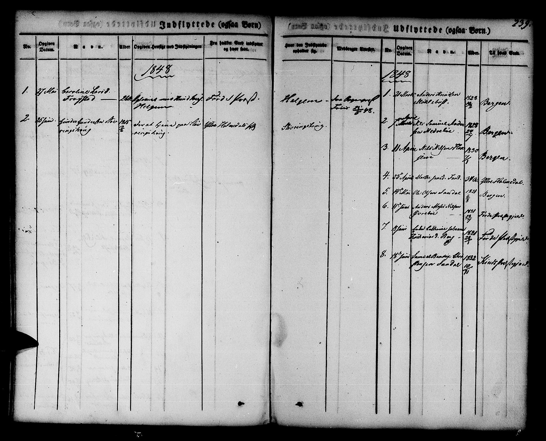 Jølster sokneprestembete, AV/SAB-A-80701/H/Haa/Haaa/L0009: Parish register (official) no. A 9, 1833-1848, p. 239