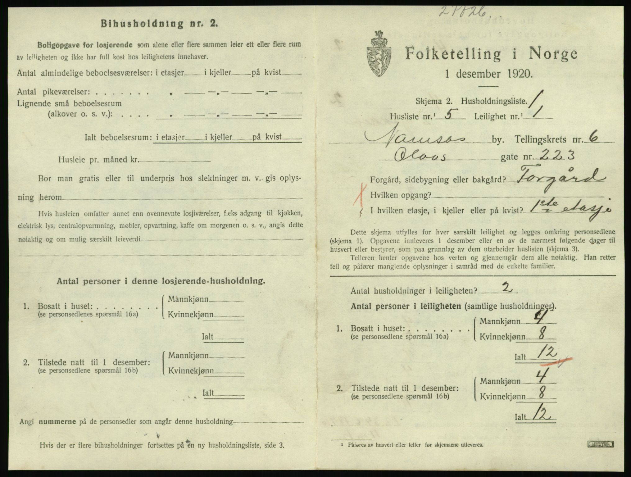 SAT, 1920 census for Namsos, 1920, p. 1783