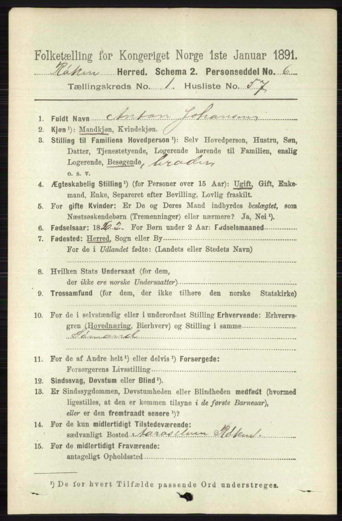 RA, 1891 census for 0627 Røyken, 1891, p. 459