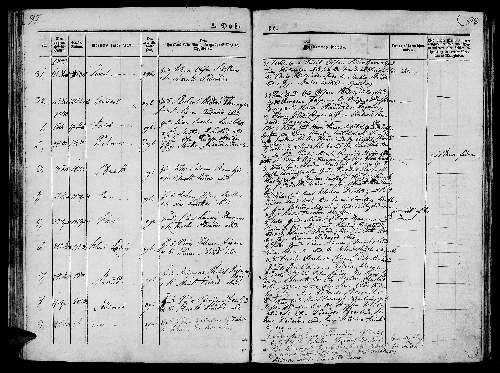 Ministerialprotokoller, klokkerbøker og fødselsregistre - Møre og Romsdal, AV/SAT-A-1454/566/L0765: Parish register (official) no. 566A04, 1829-1841, p. 97-98
