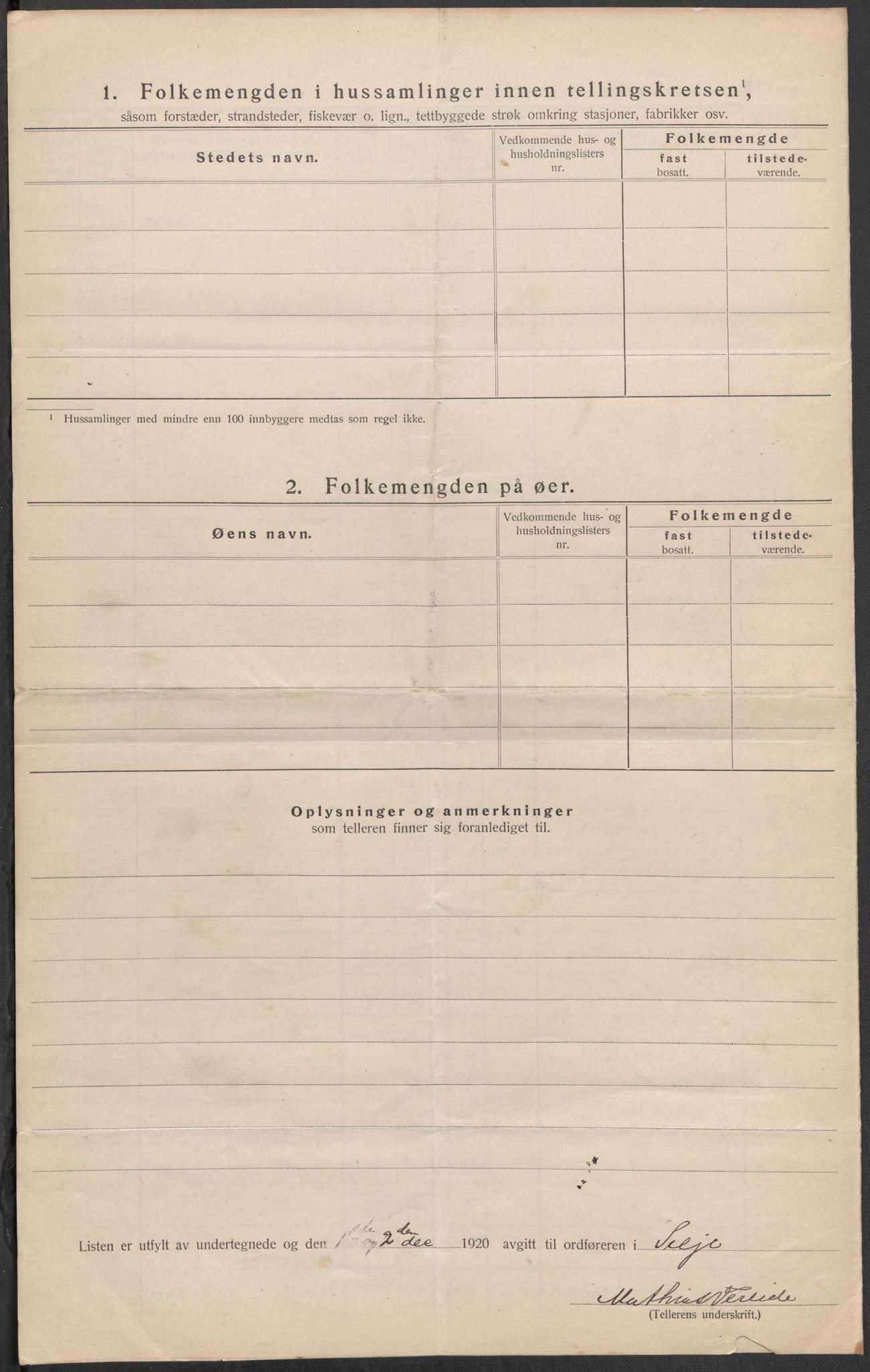 SAB, 1920 census for Selje, 1920, p. 33