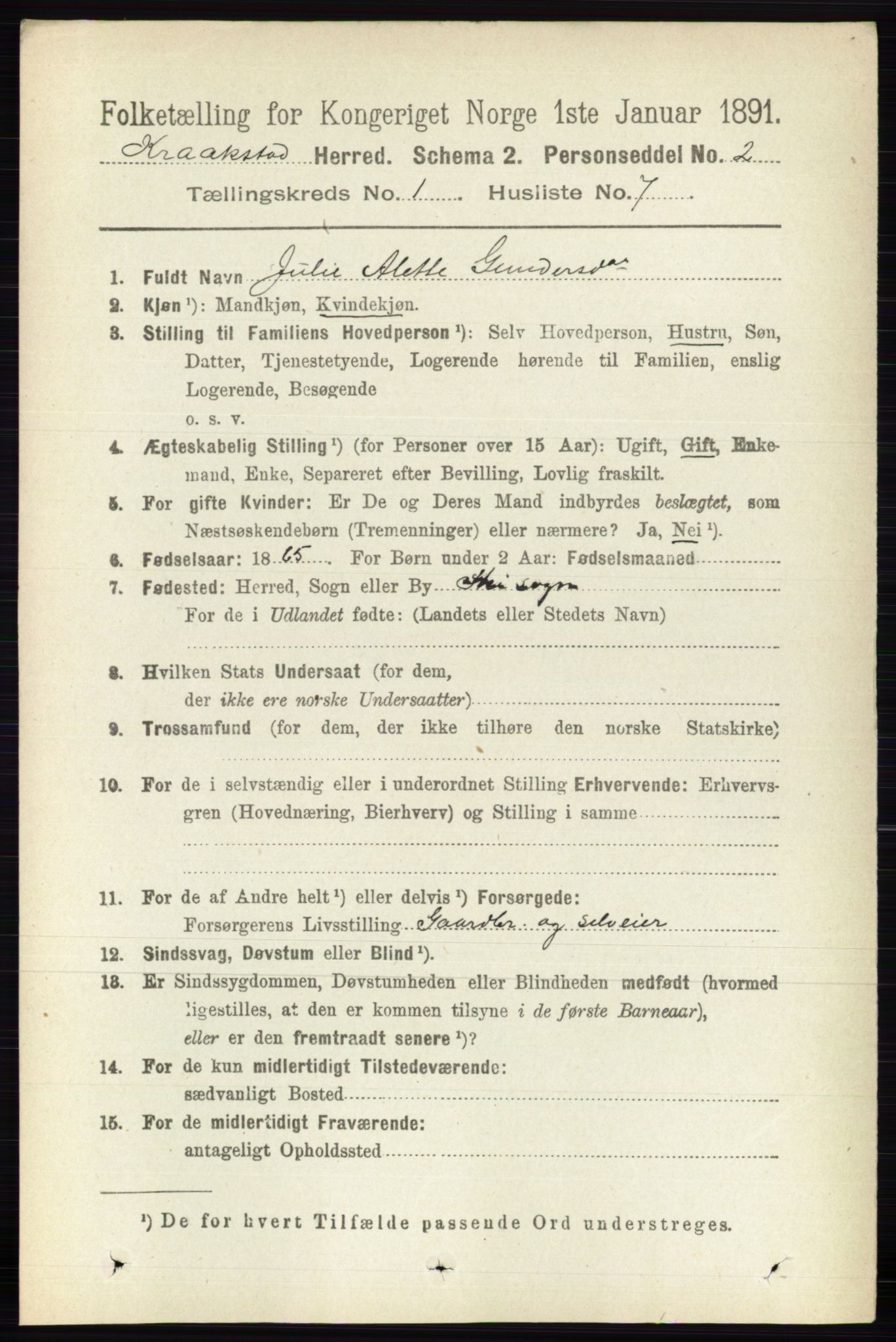 RA, 1891 census for 0212 Kråkstad, 1891, p. 151