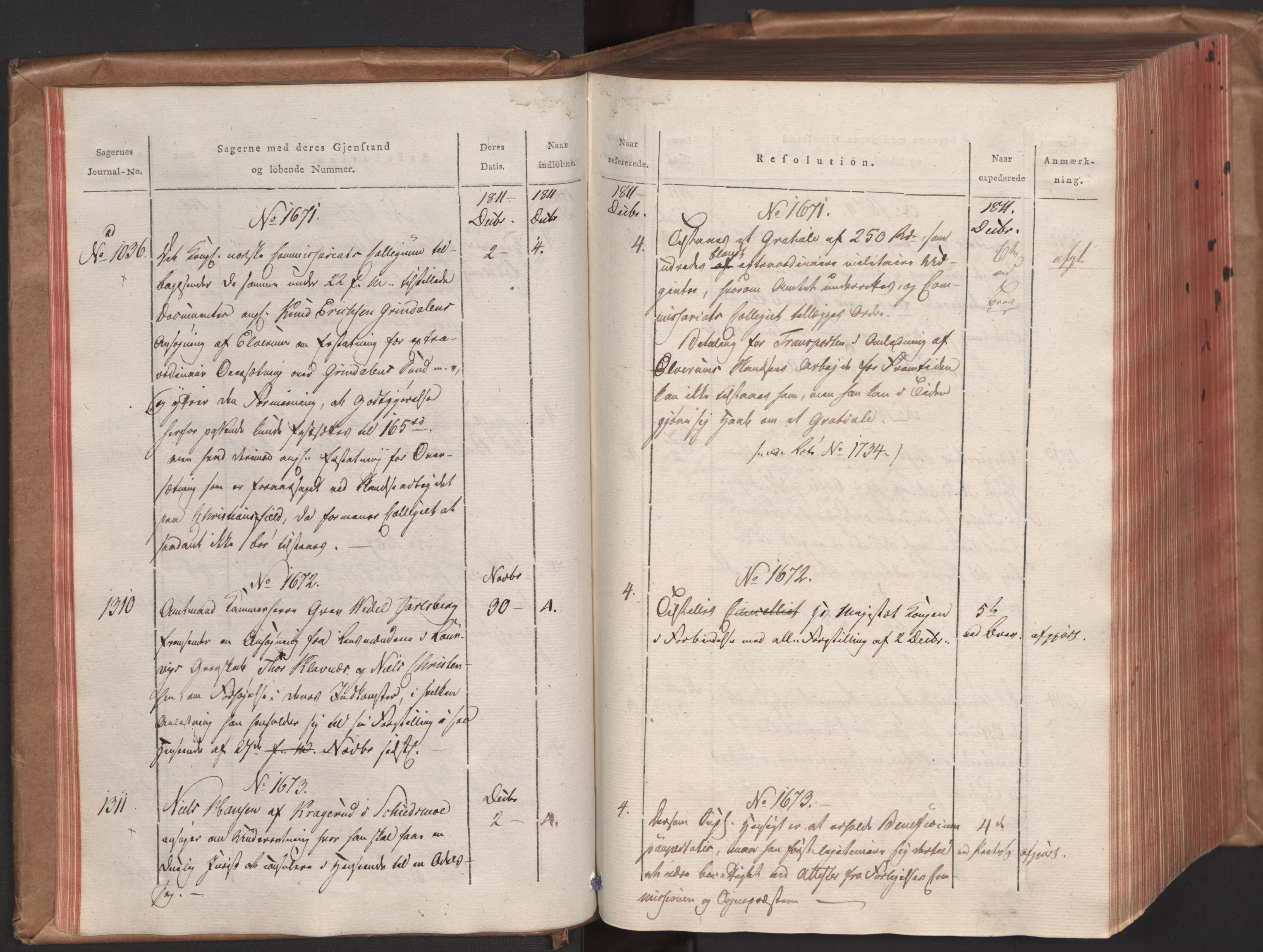 Stattholderembetet 1810-1814, 1. kontor (Kontor A), AV/RA-EA-2872/Ab/L0003: Referatprotokoll,  j.nr. 1244-2337,  l.nr. 1589-3010, 1811-1812, p. 26