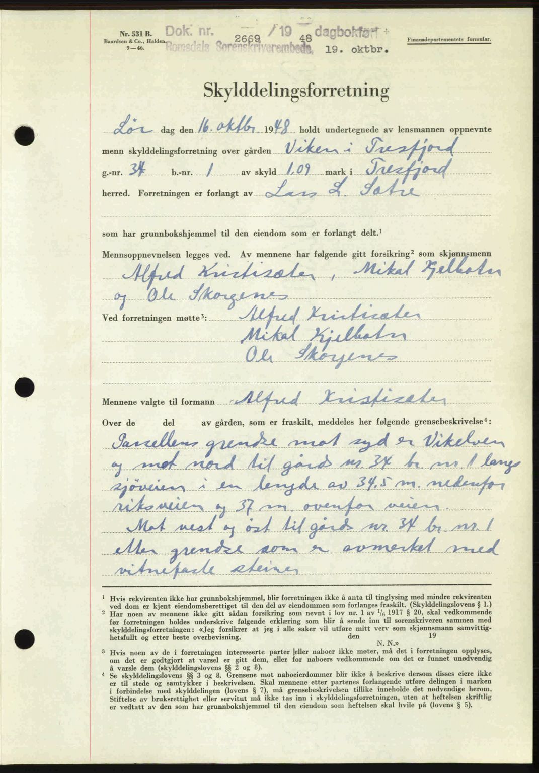 Romsdal sorenskriveri, AV/SAT-A-4149/1/2/2C: Mortgage book no. A27, 1948-1948, Diary no: : 2669/1948