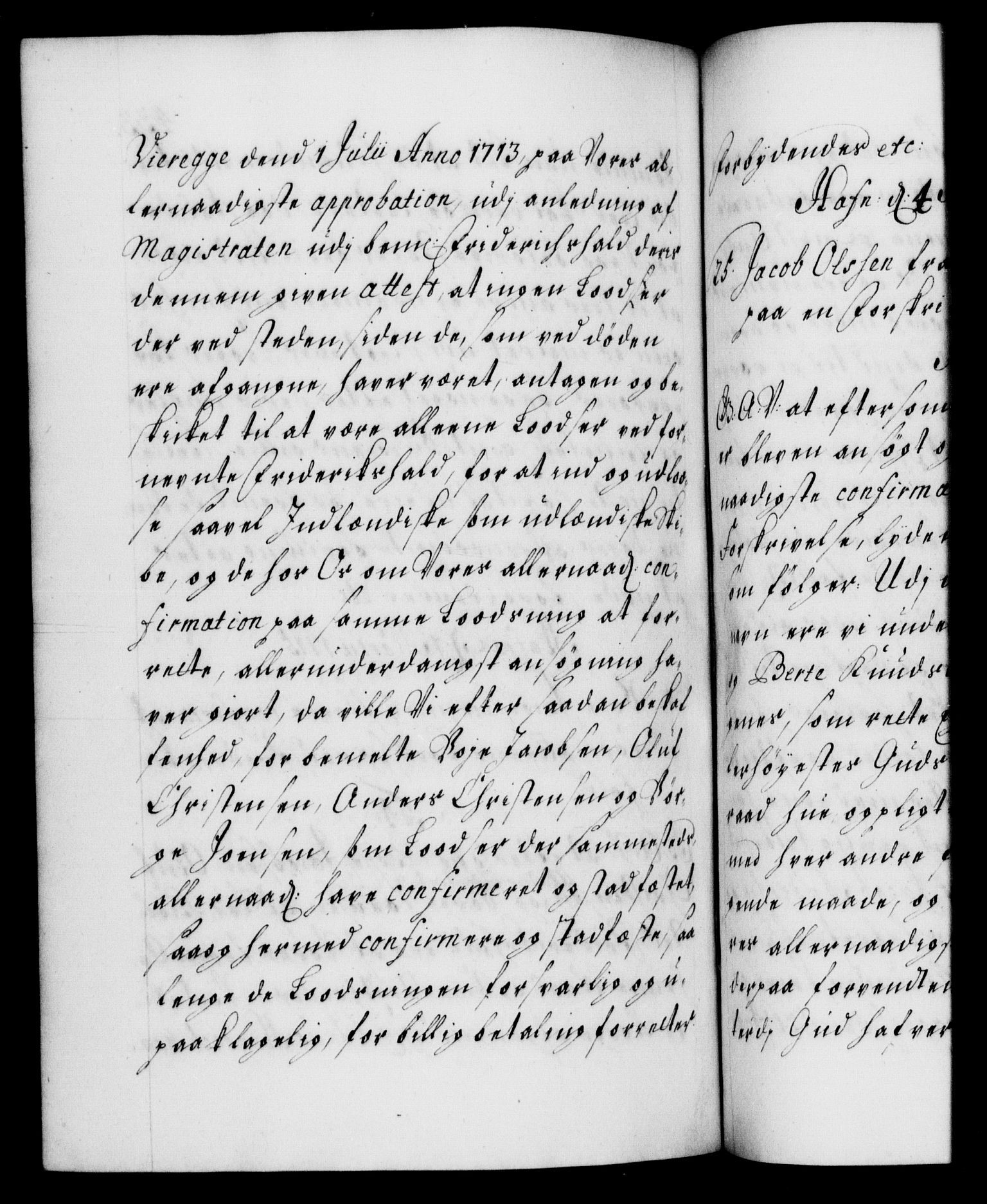 Danske Kanselli 1572-1799, AV/RA-EA-3023/F/Fc/Fca/Fcaa/L0021: Norske registre, 1712-1715, p. 433b