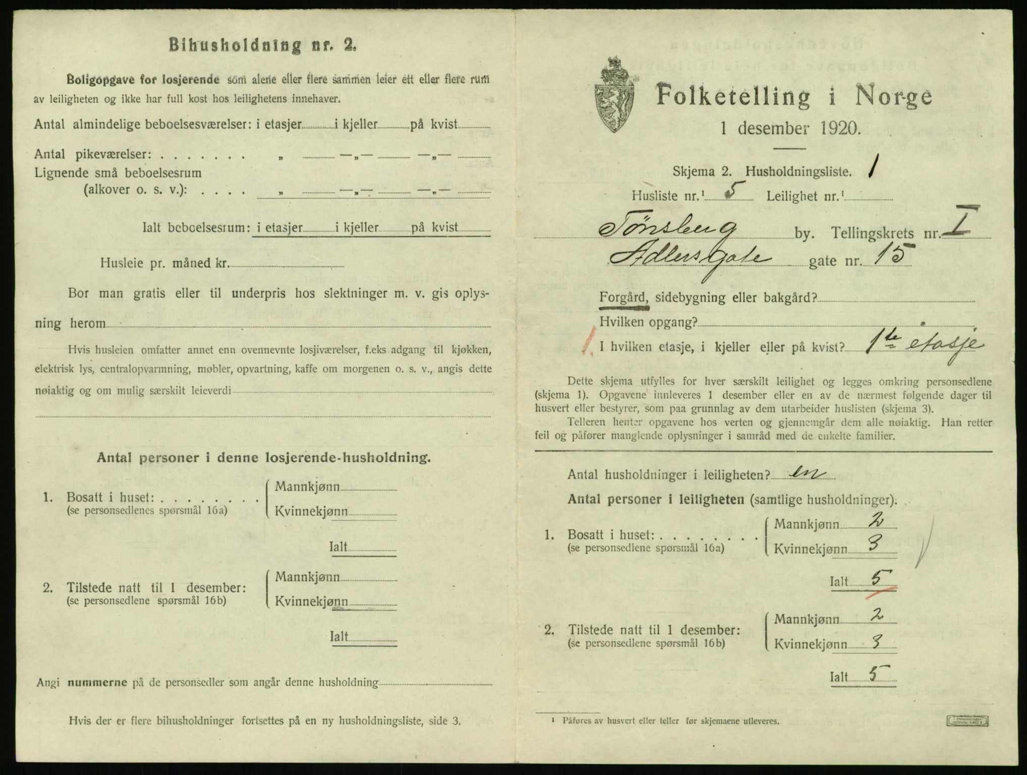 SAKO, 1920 census for Tønsberg, 1920, p. 2533