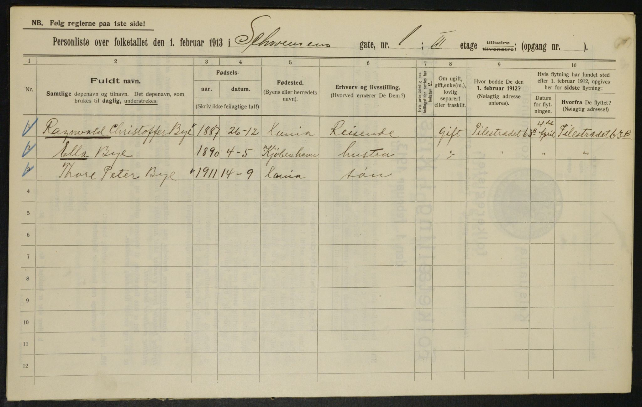 OBA, Municipal Census 1913 for Kristiania, 1913, p. 92656