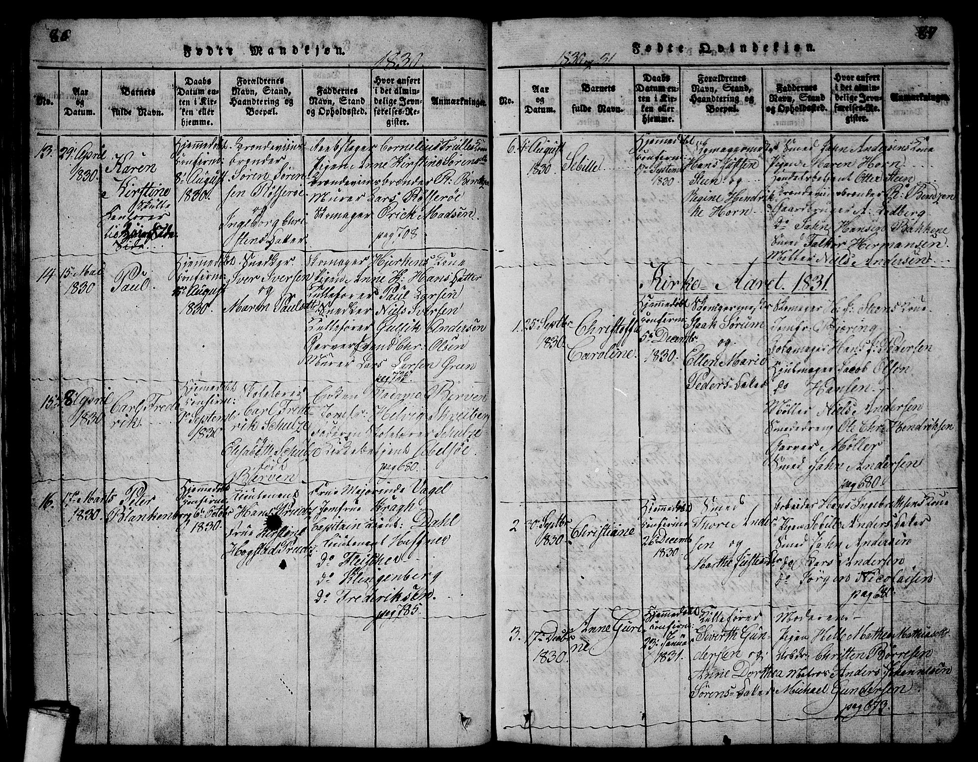 Larvik kirkebøker, AV/SAKO-A-352/G/Gb/L0001: Parish register (copy) no. II 1, 1818-1843, p. 86-87