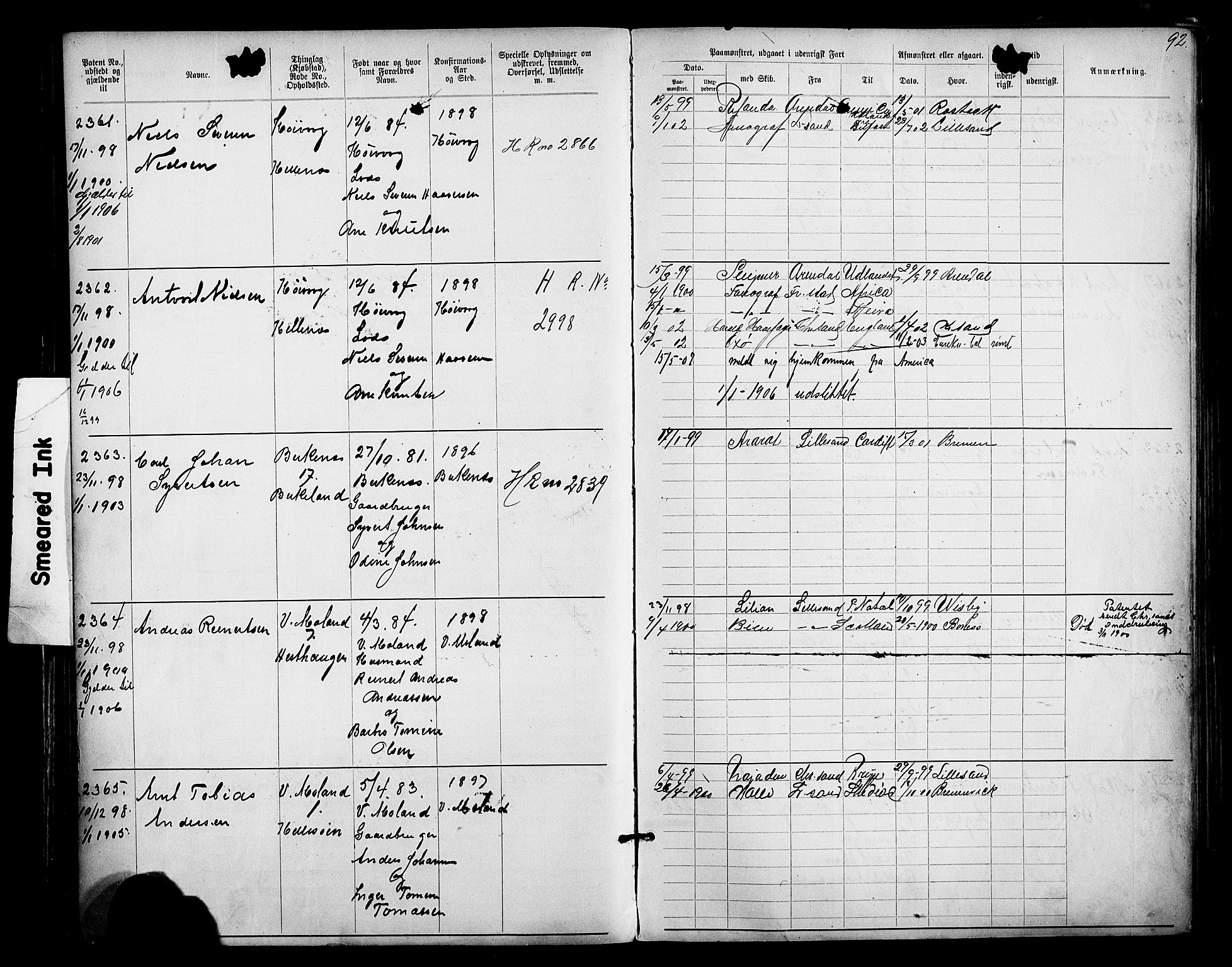 Lillesand mønstringskrets, AV/SAK-2031-0014/F/Fa/L0003: Annotasjonsrulle nr 1911-3489 med register, W-9, 1891-1932, p. 120