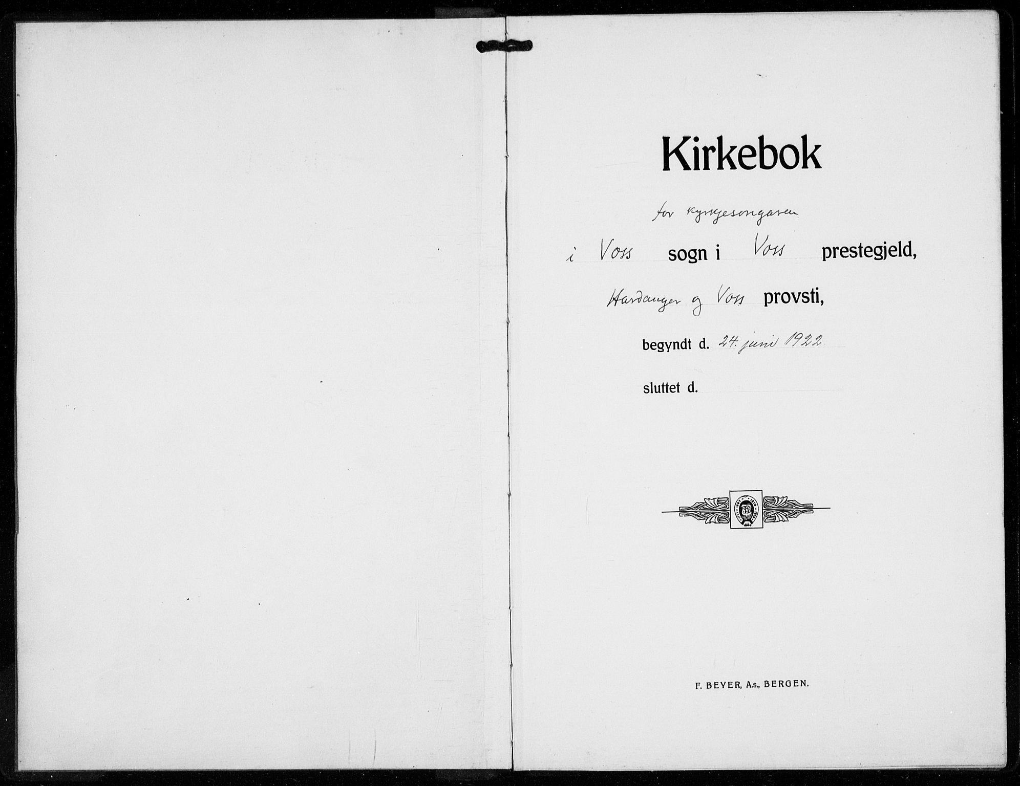 Voss sokneprestembete, AV/SAB-A-79001/H/Hab: Parish register (copy) no. E  2, 1922-1936