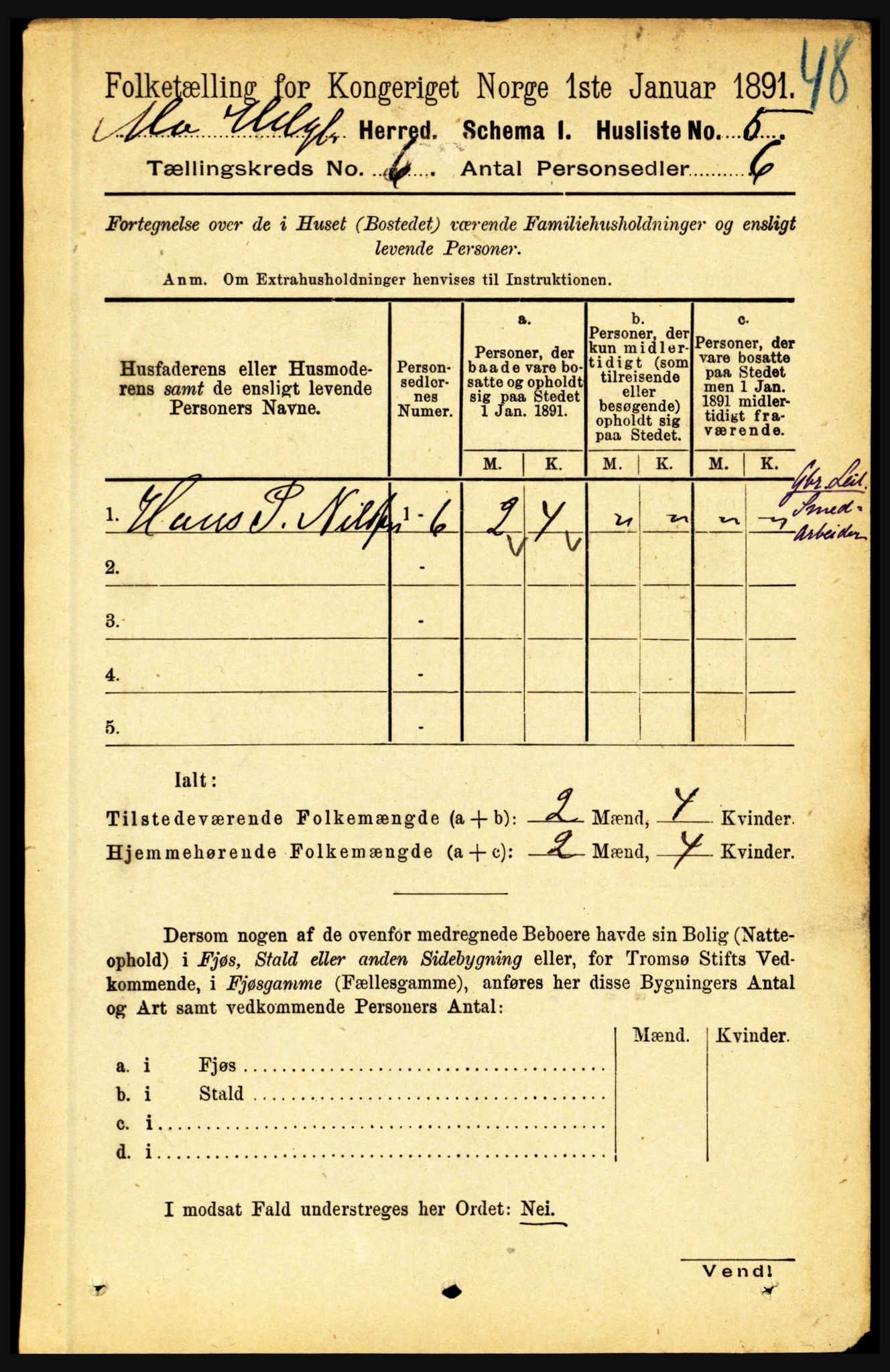 RA, 1891 census for 1833 Mo, 1891, p. 2169