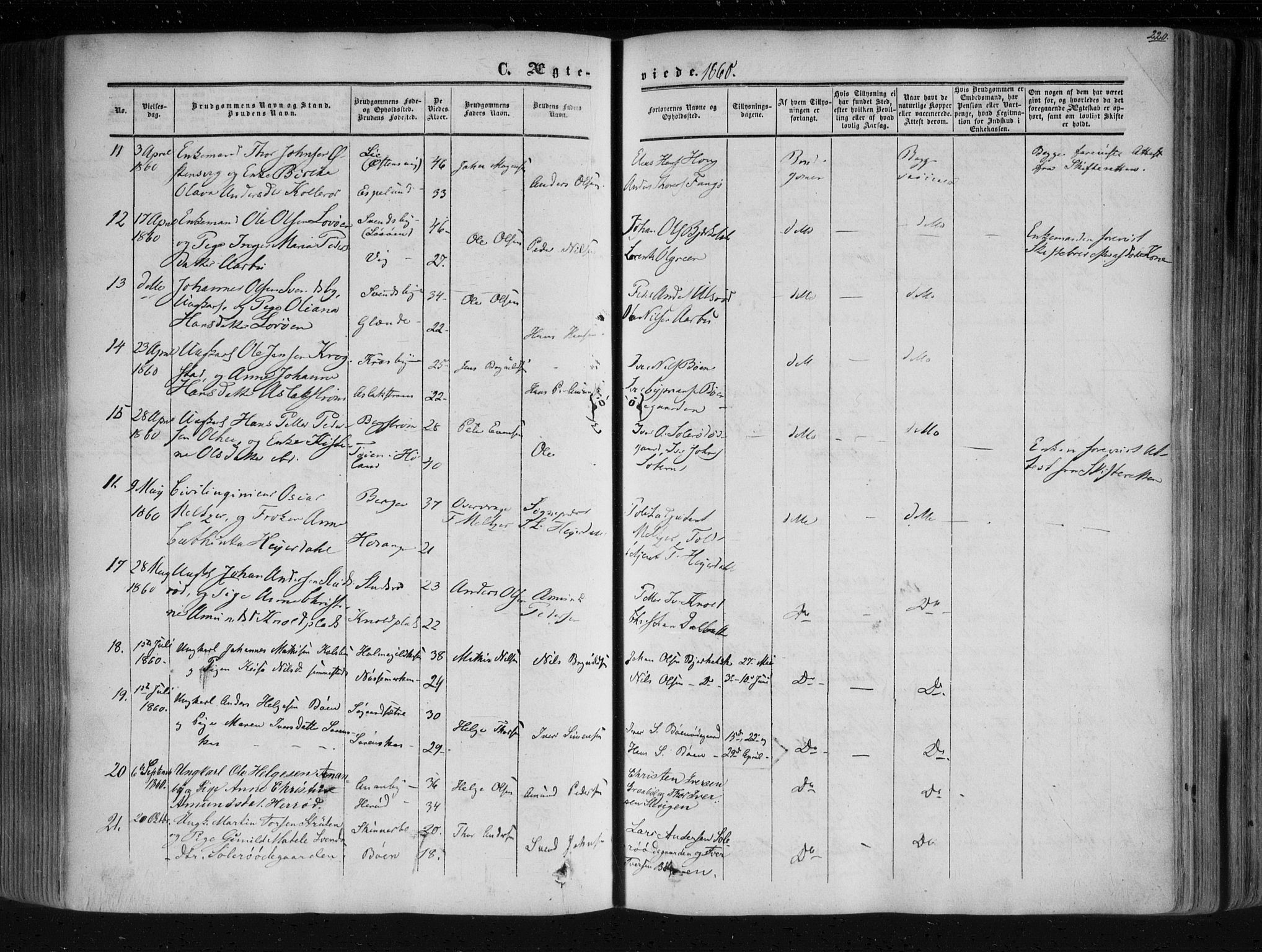 Aremark prestekontor Kirkebøker, SAO/A-10899/F/Fc/L0003: Parish register (official) no. III 3, 1850-1865, p. 220