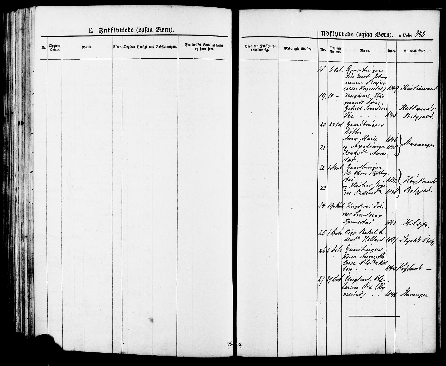 Lye sokneprestkontor, AV/SAST-A-101794/001/30BA/L0008: Parish register (official) no. A 7, 1872-1881, p. 343