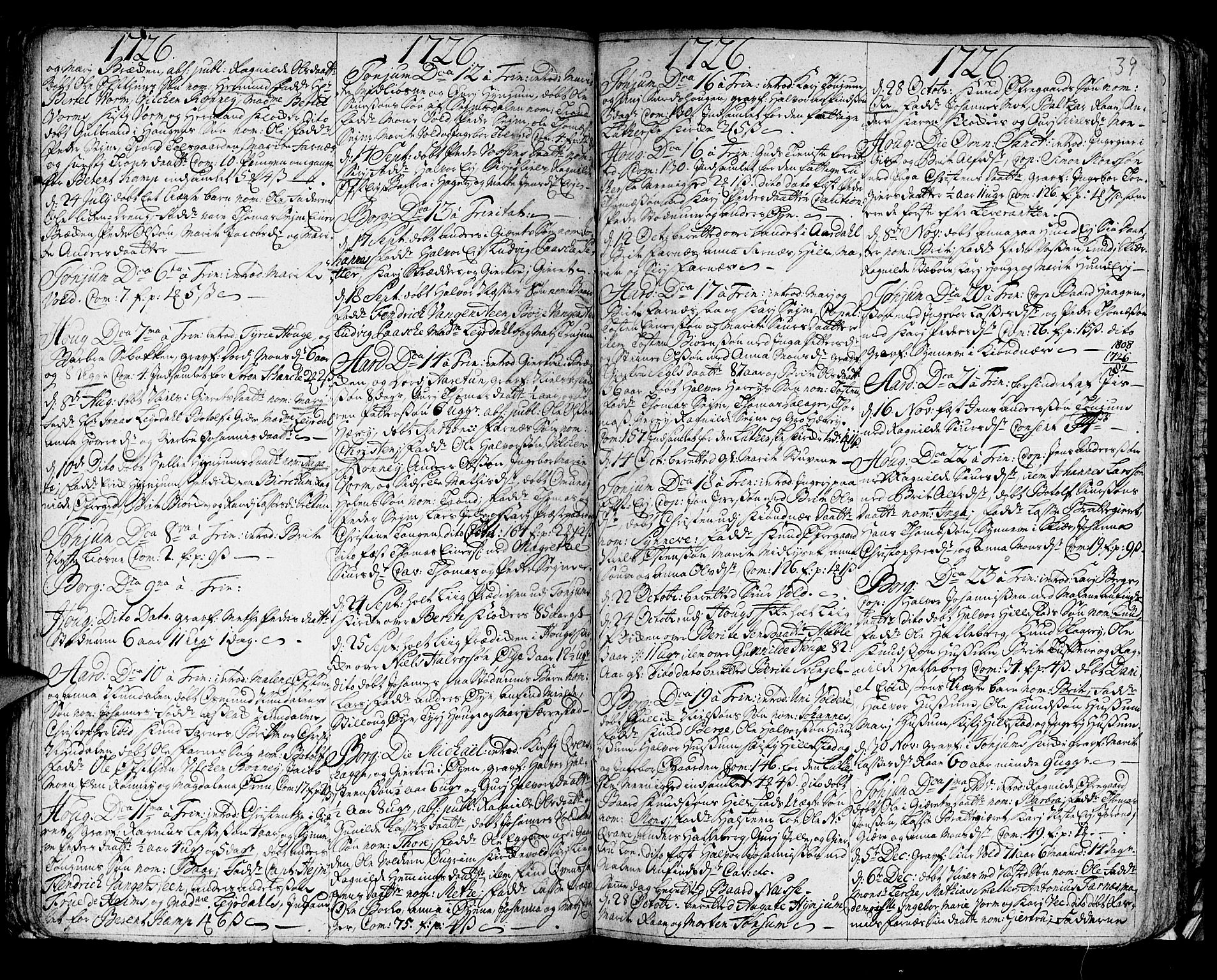Lærdal sokneprestembete, SAB/A-81201: Parish register (official) no. A 1, 1711-1752, p. 39