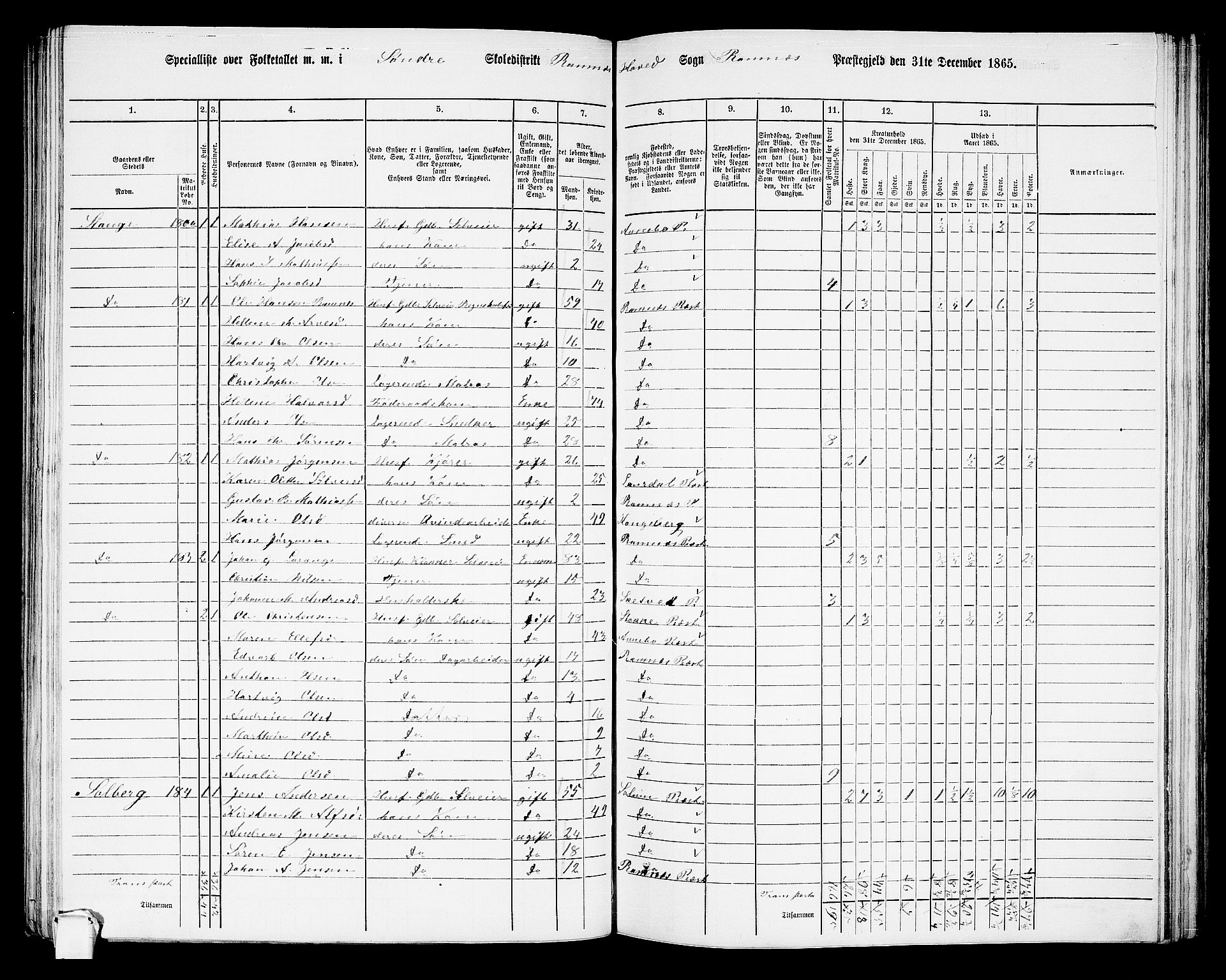 RA, 1865 census for Ramnes, 1865, p. 33