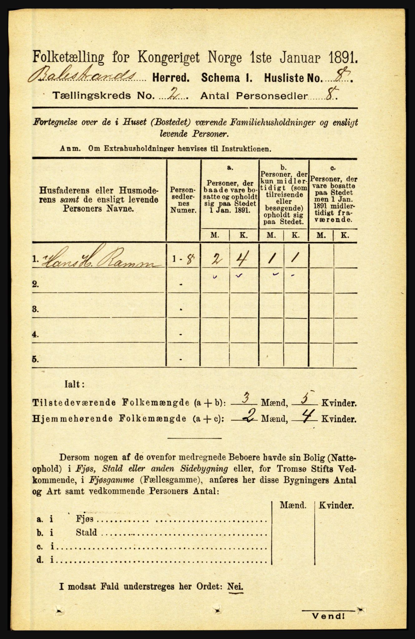 RA, 1891 census for 1418 Balestrand, 1891, p. 229