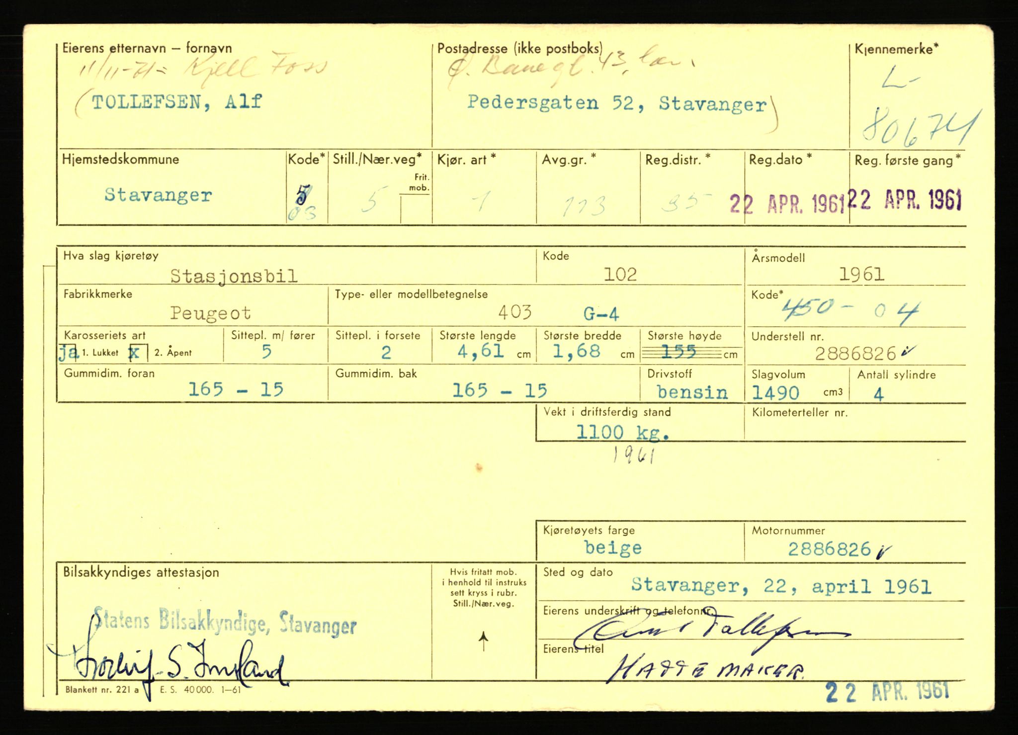 Stavanger trafikkstasjon, AV/SAST-A-101942/0/F/L0071: L-80500 - L-82199, 1930-1971, p. 273