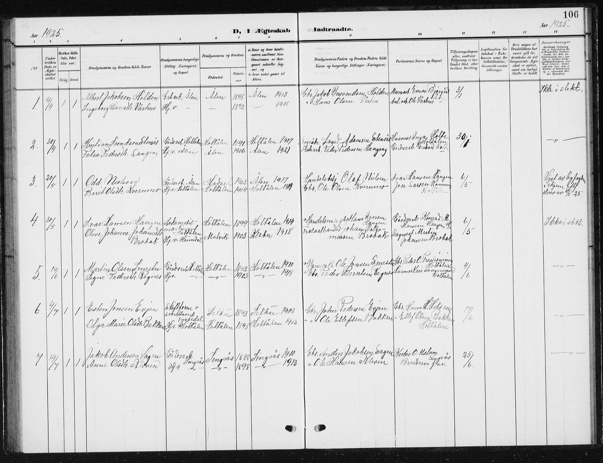 Ministerialprotokoller, klokkerbøker og fødselsregistre - Sør-Trøndelag, SAT/A-1456/685/L0979: Parish register (copy) no. 685C04, 1908-1933, p. 106