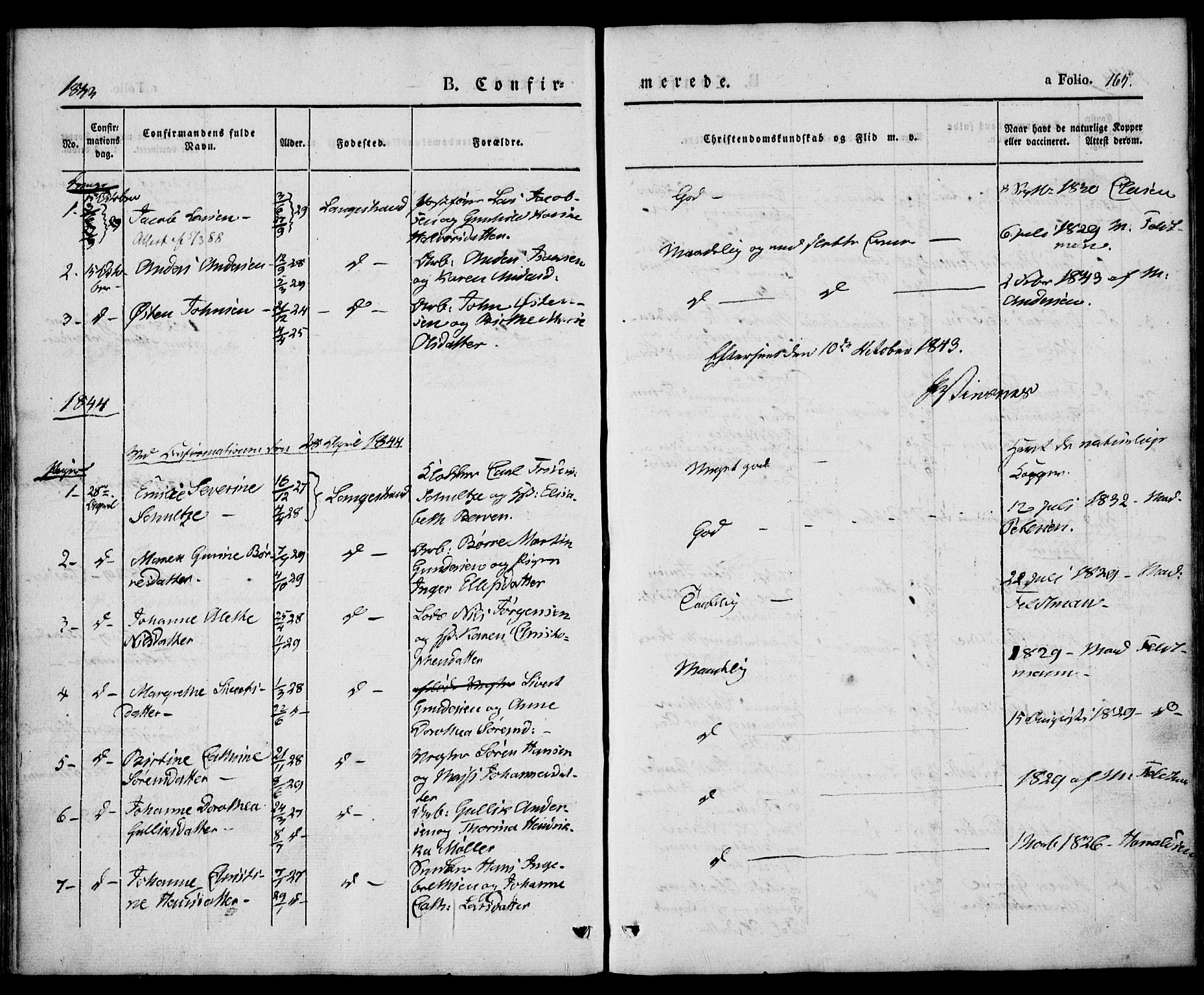 Larvik kirkebøker, SAKO/A-352/F/Fb/L0003: Parish register (official) no. II 3, 1842-1856, p. 165