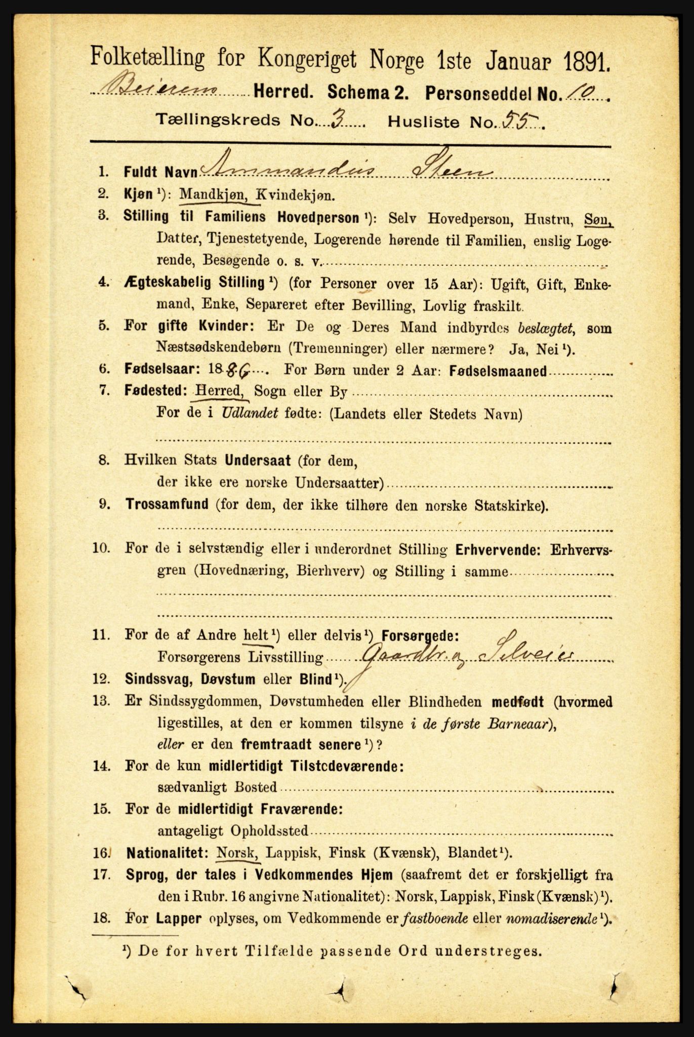 RA, 1891 census for 1839 Beiarn, 1891, p. 1357