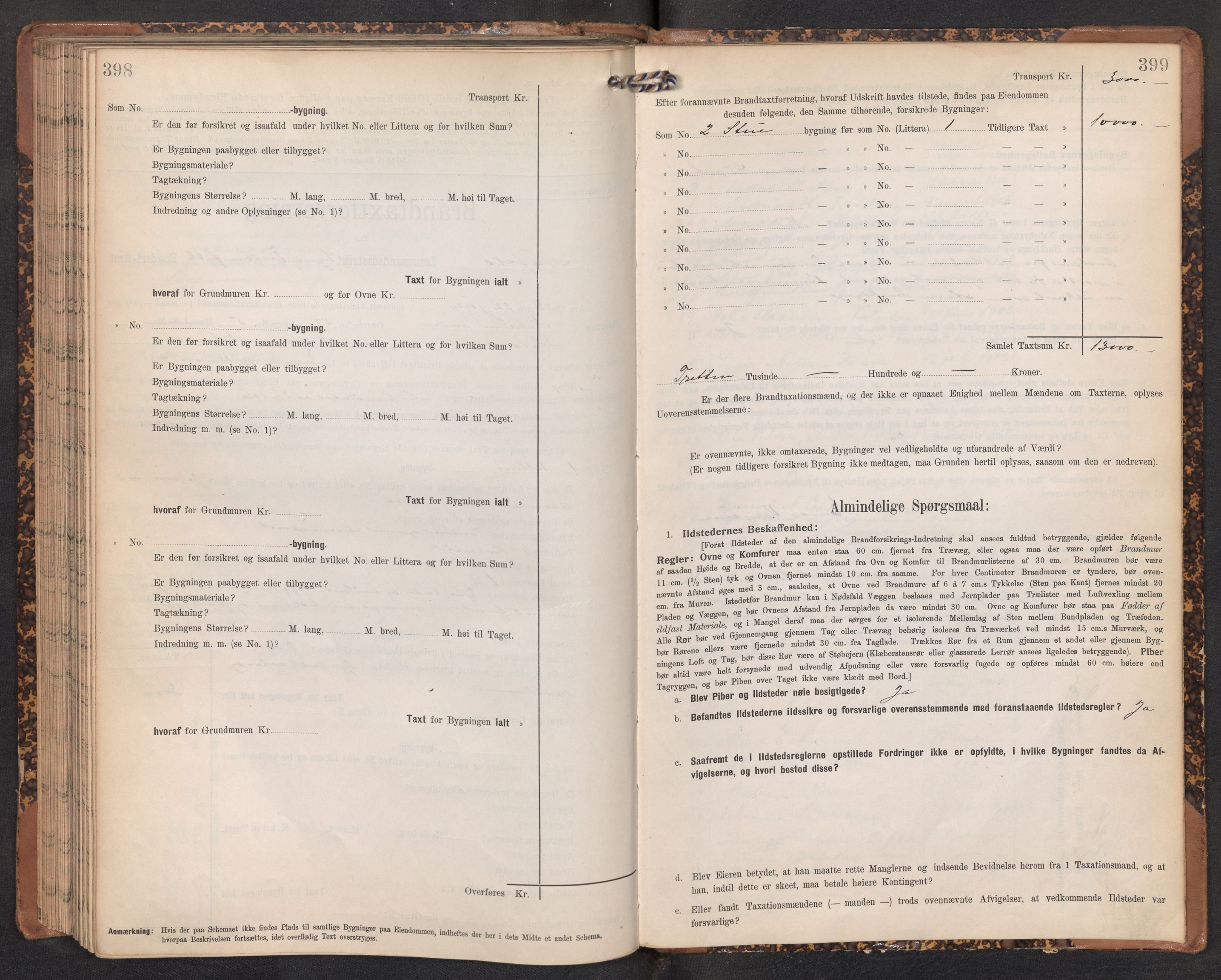 Lensmannen i Hafslo, AV/SAB-A-28001/0012/L0007: Branntakstprotokoll, skjematakst, 1905-1922, p. 398-399