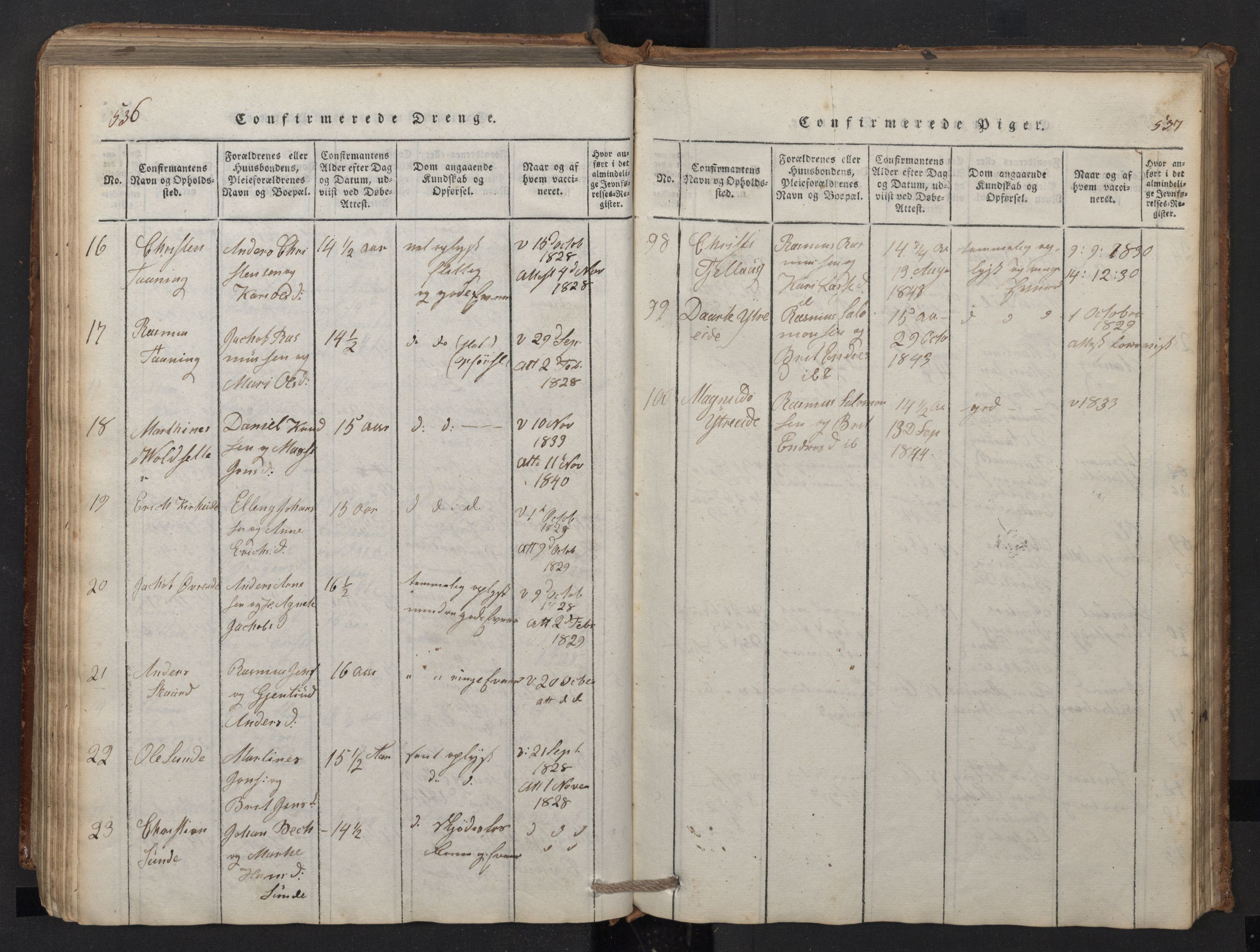 Stryn Sokneprestembete, SAB/A-82501: Parish register (copy) no. A 1, 1816-1844, p. 536-537