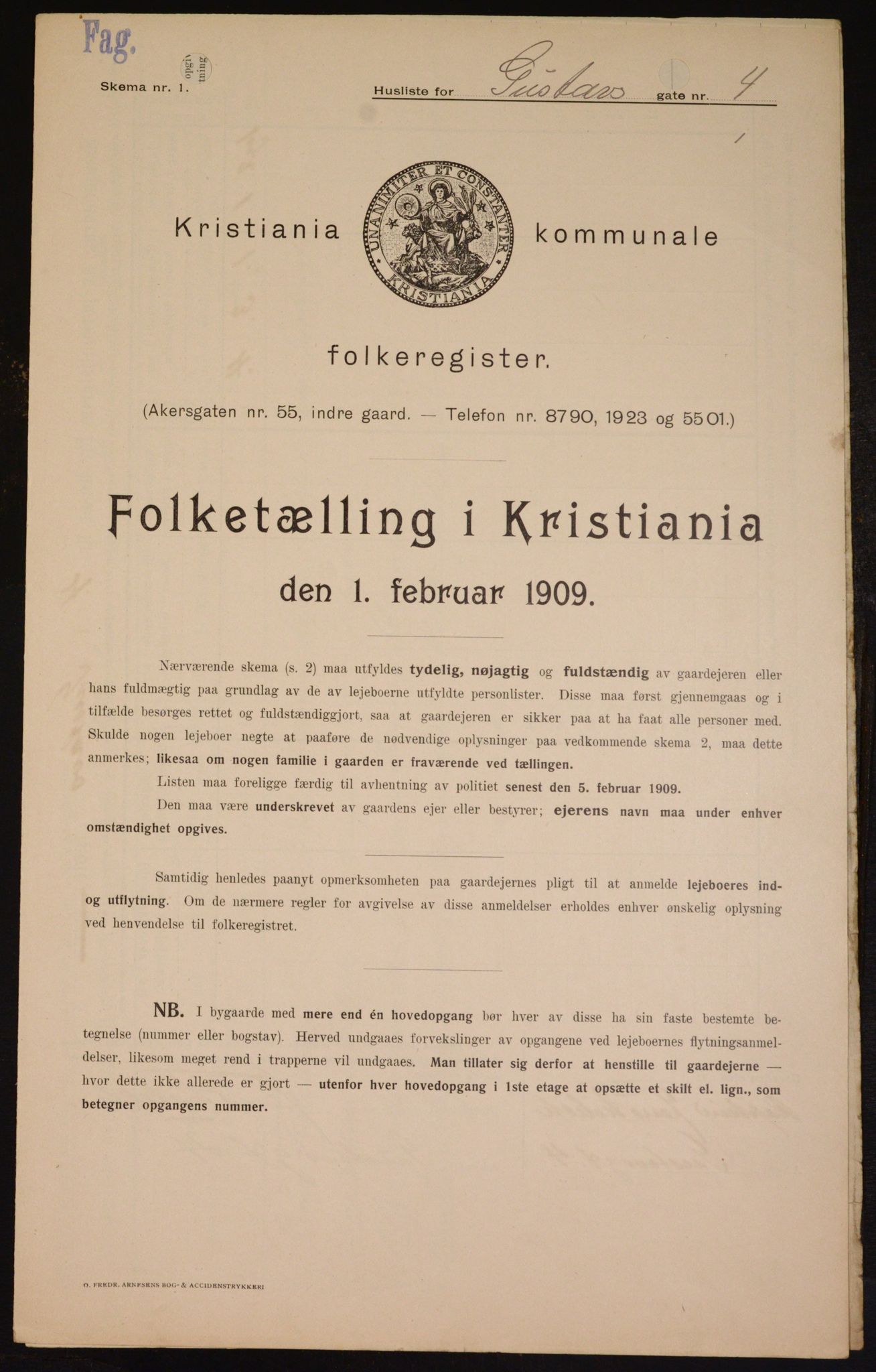 OBA, Municipal Census 1909 for Kristiania, 1909, p. 29556