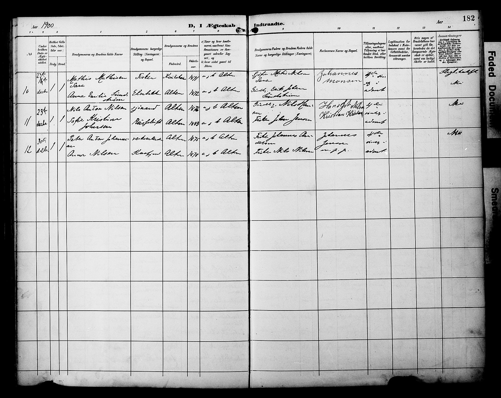 Alta sokneprestkontor, SATØ/S-1338/H/Ha/L0003.kirke: Parish register (official) no. 3, 1892-1904, p. 182