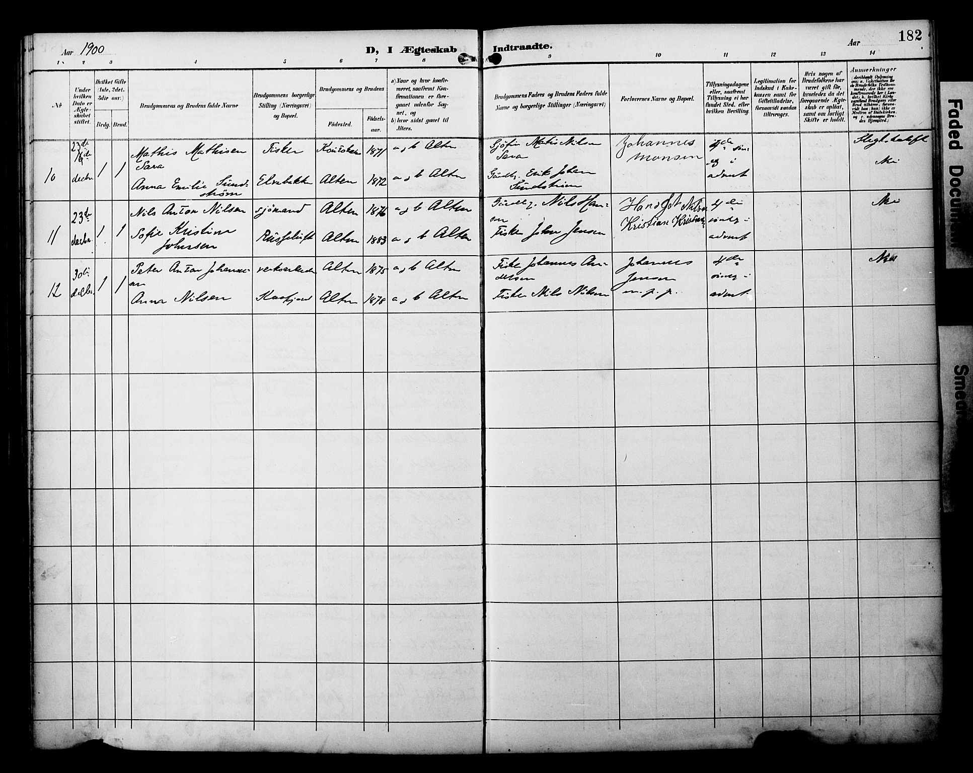 Alta sokneprestkontor, AV/SATØ-S-1338/H/Ha/L0003.kirke: Parish register (official) no. 3, 1892-1904, p. 182