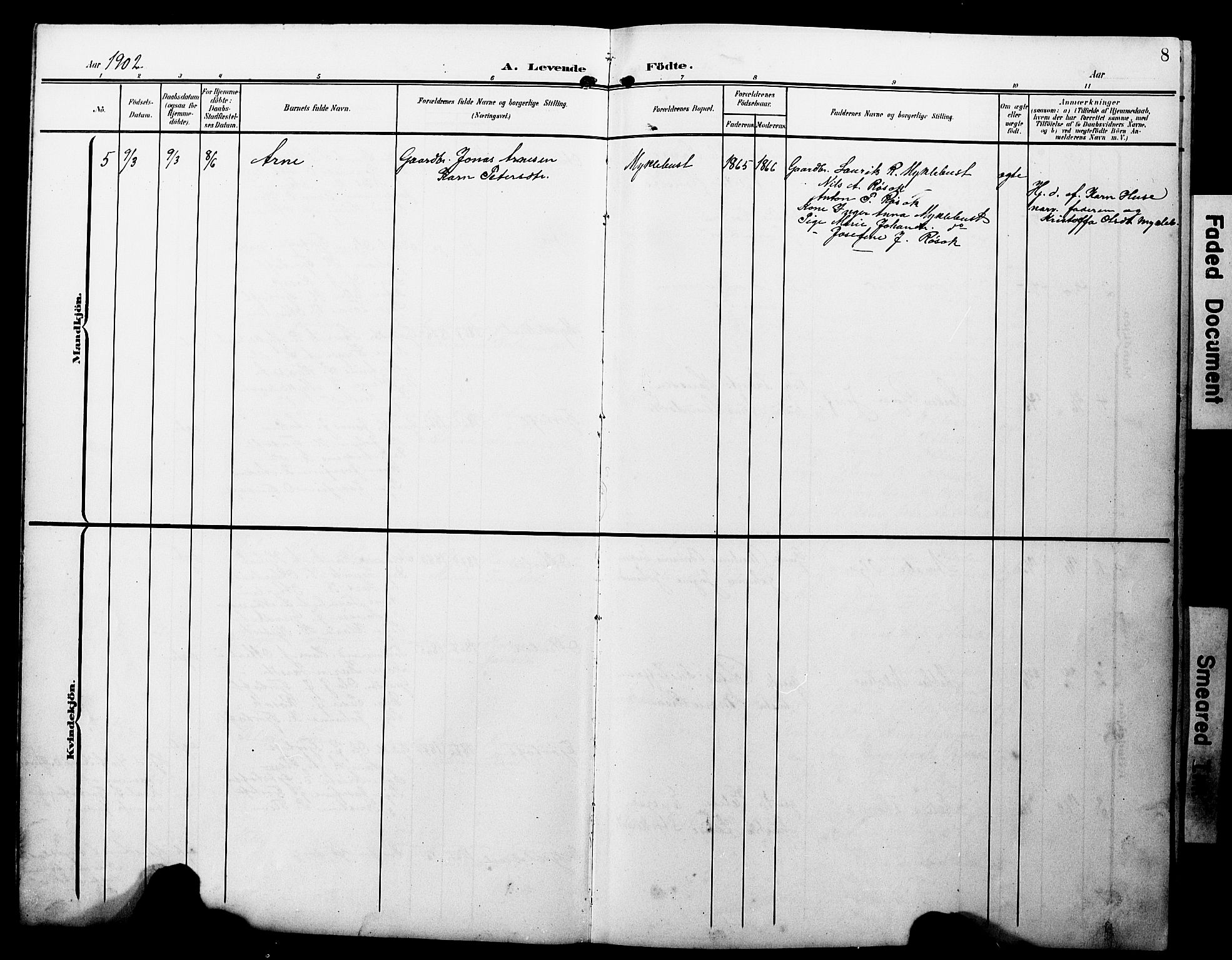 Ministerialprotokoller, klokkerbøker og fødselsregistre - Møre og Romsdal, AV/SAT-A-1454/538/L0524: Parish register (copy) no. 538C02, 1901-1931, p. 8