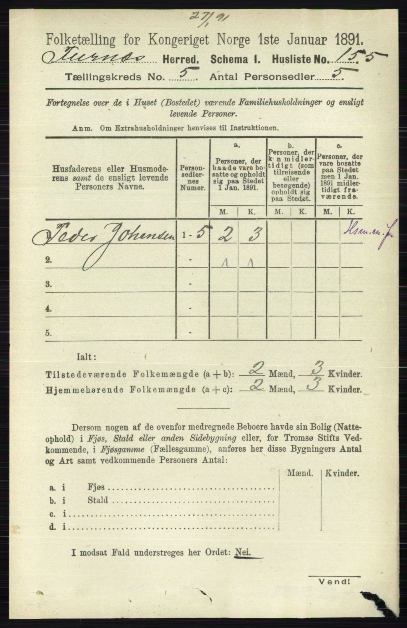 RA, Census 1891 for 0413 Furnes herred, 1891, p. 3153