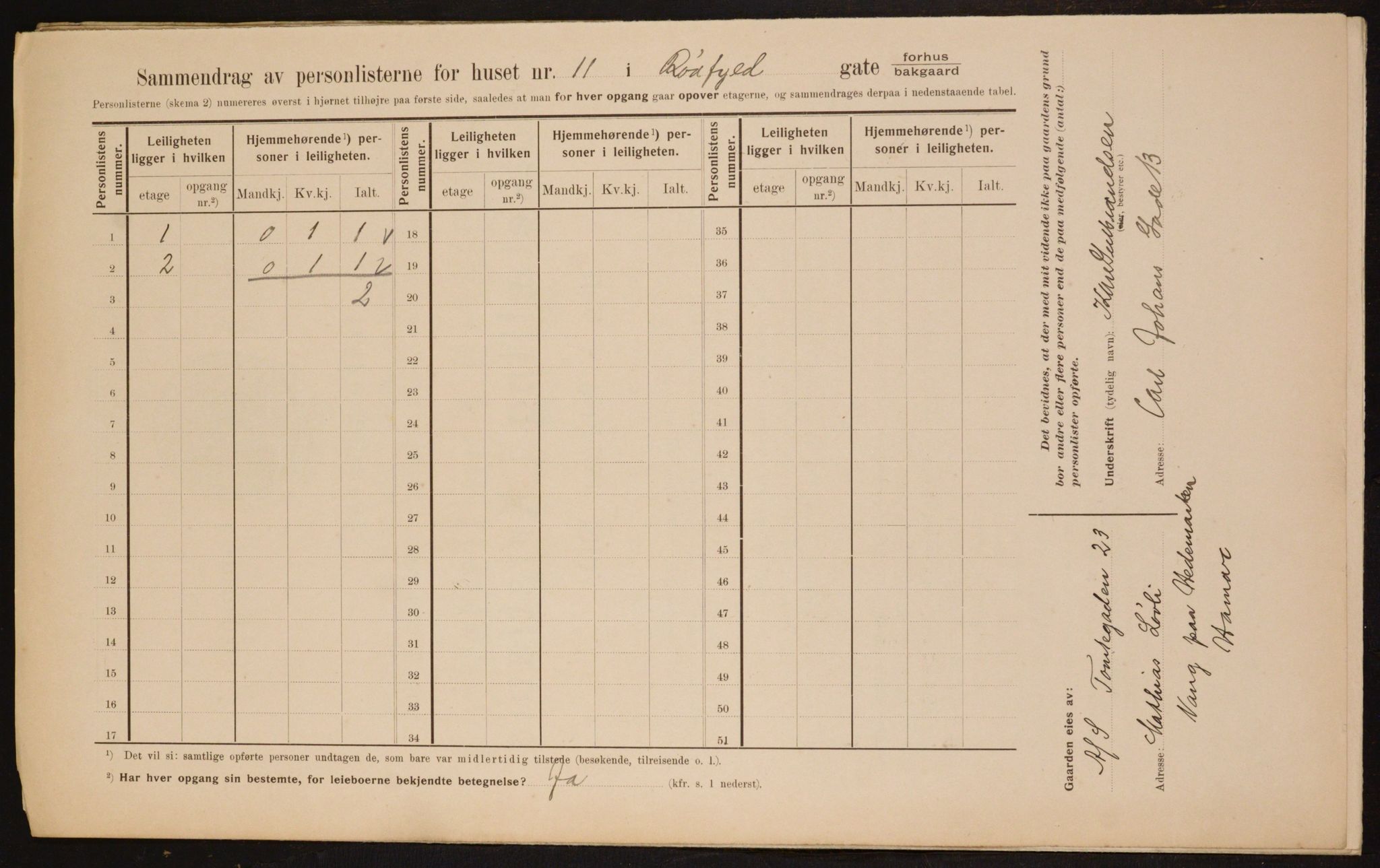 OBA, Municipal Census 1910 for Kristiania, 1910, p. 82174