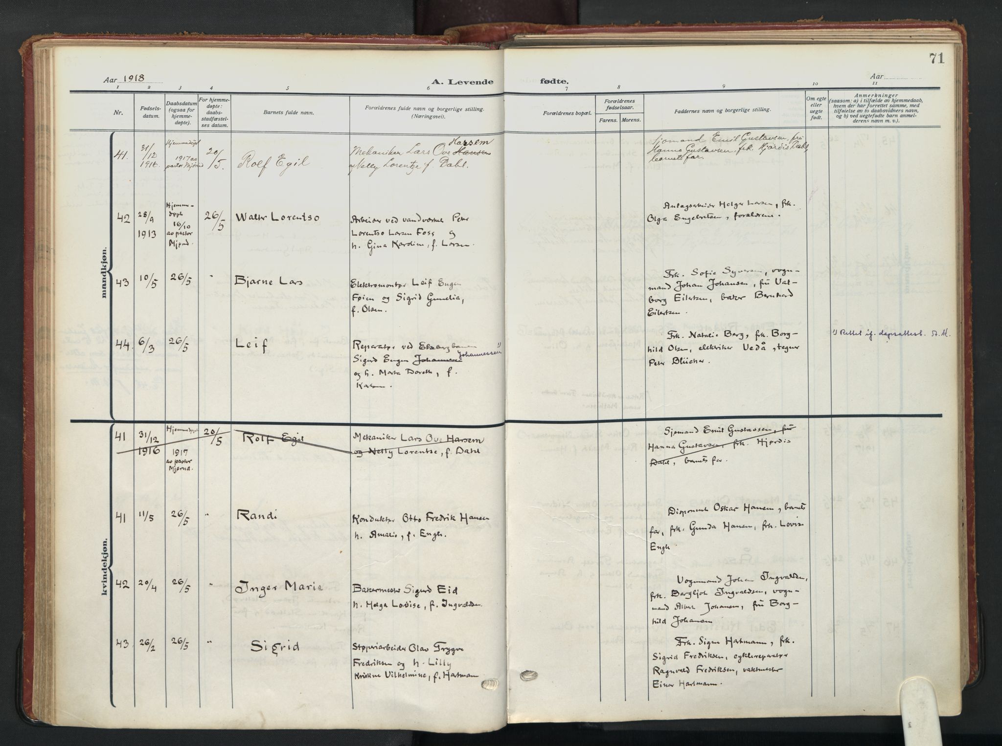 Vålerengen prestekontor Kirkebøker, AV/SAO-A-10878/F/Fa/L0004: Parish register (official) no. 4, 1915-1929, p. 71