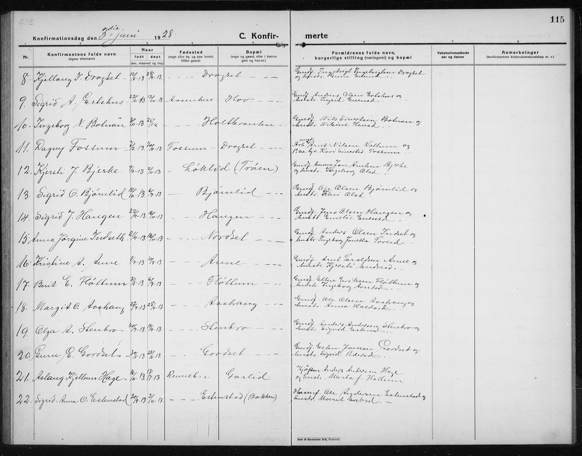 Ministerialprotokoller, klokkerbøker og fødselsregistre - Sør-Trøndelag, SAT/A-1456/689/L1045: Parish register (copy) no. 689C04, 1923-1940, p. 115