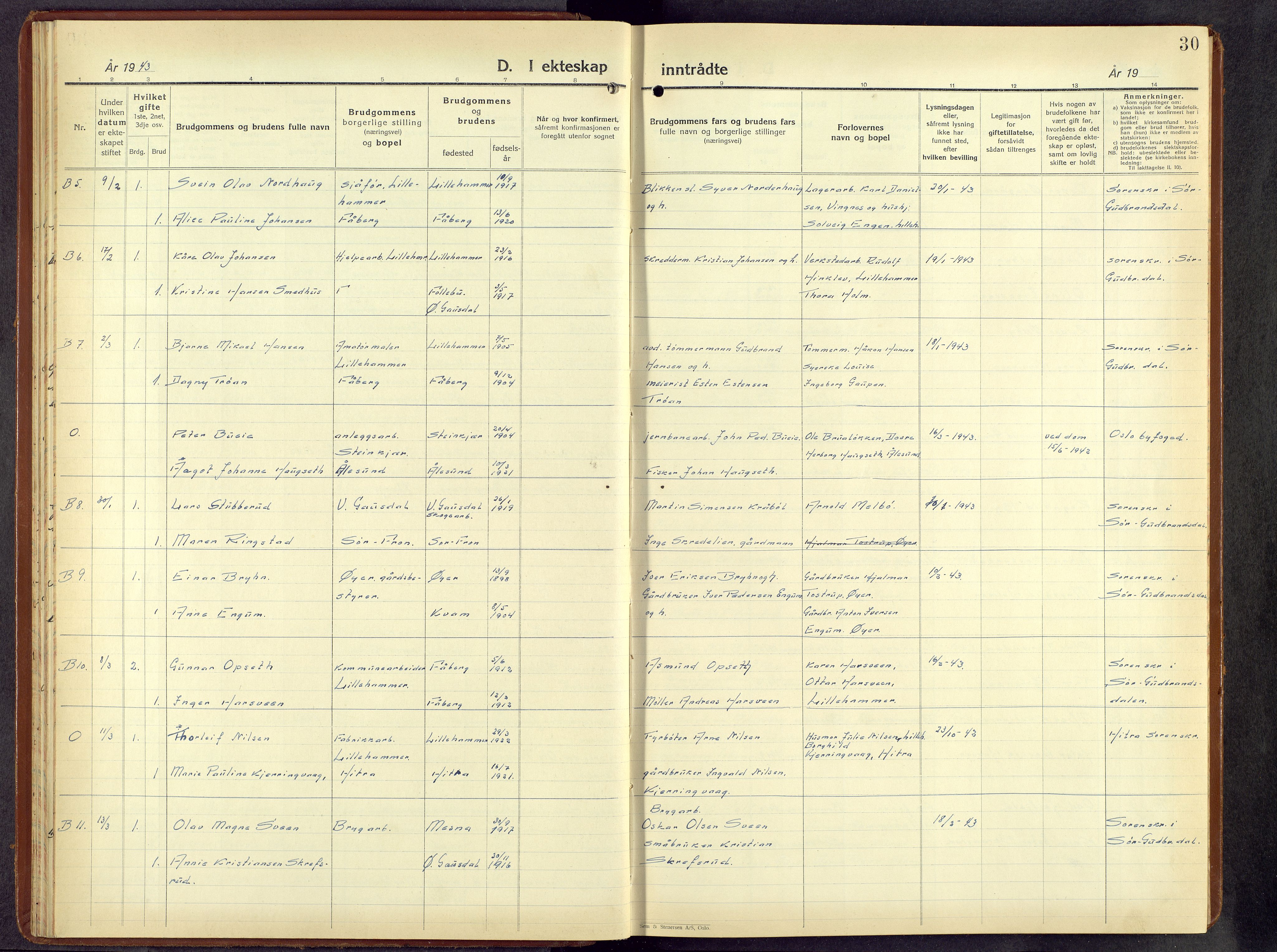 Lillehammer prestekontor, AV/SAH-PREST-088/H/Ha/Hab/L0004: Parish register (copy) no. 4, 1940-1955, p. 30