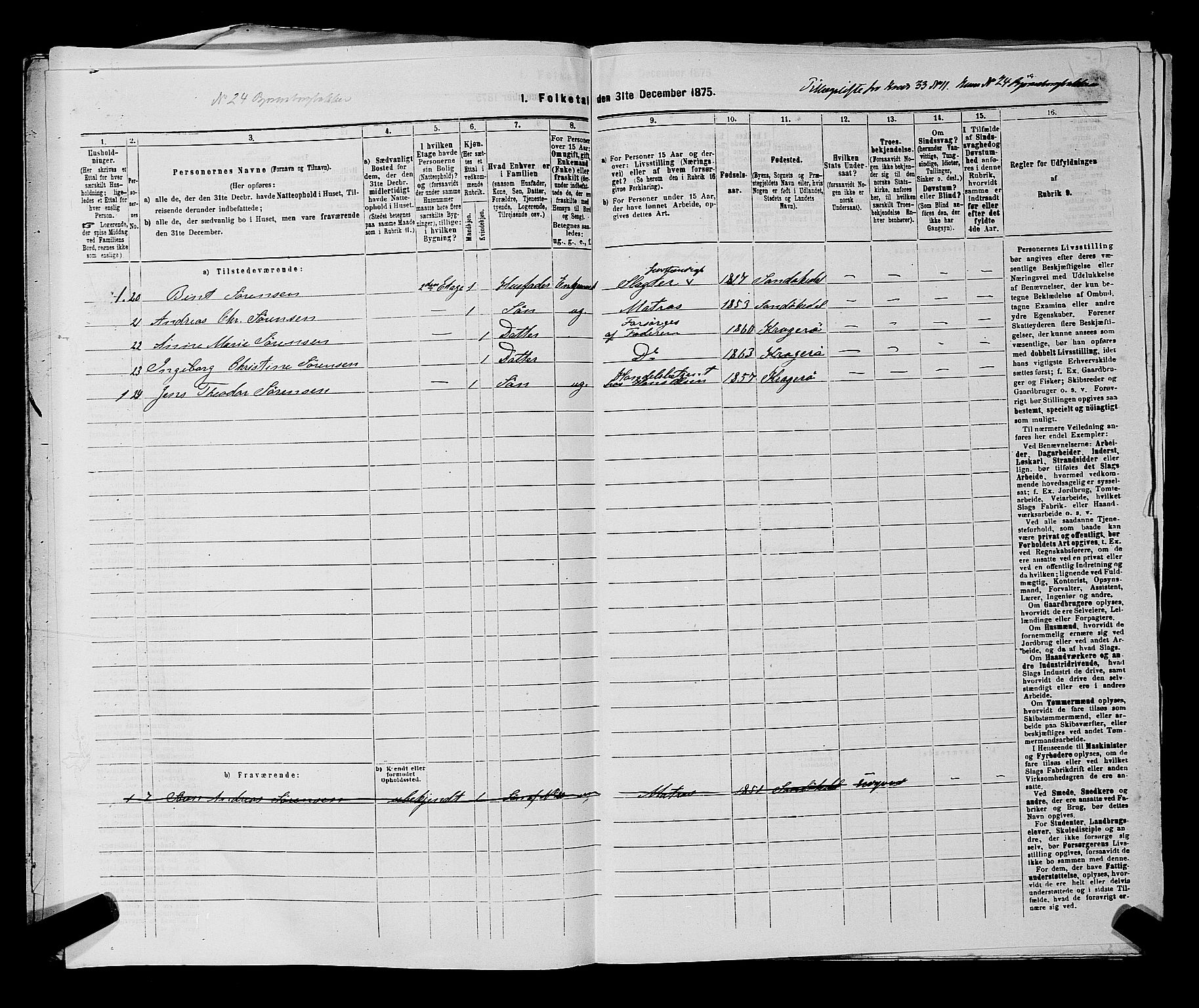 SAKO, 1875 census for 0801P Kragerø, 1875, p. 729