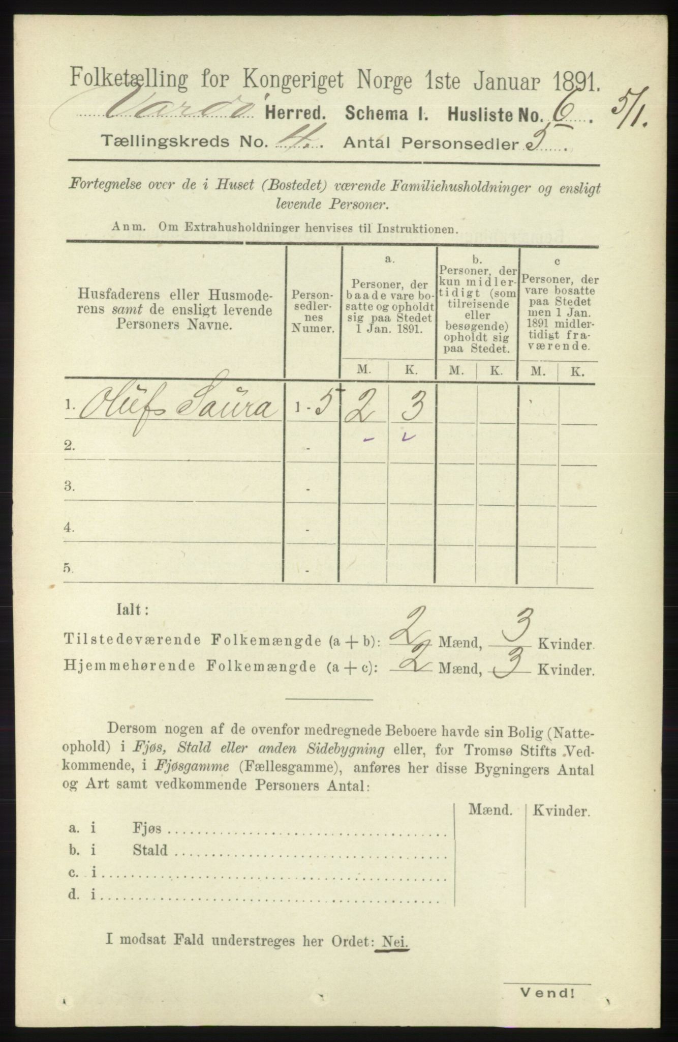 RA, 1891 census for 2028 Vardø, 1891, p. 1060