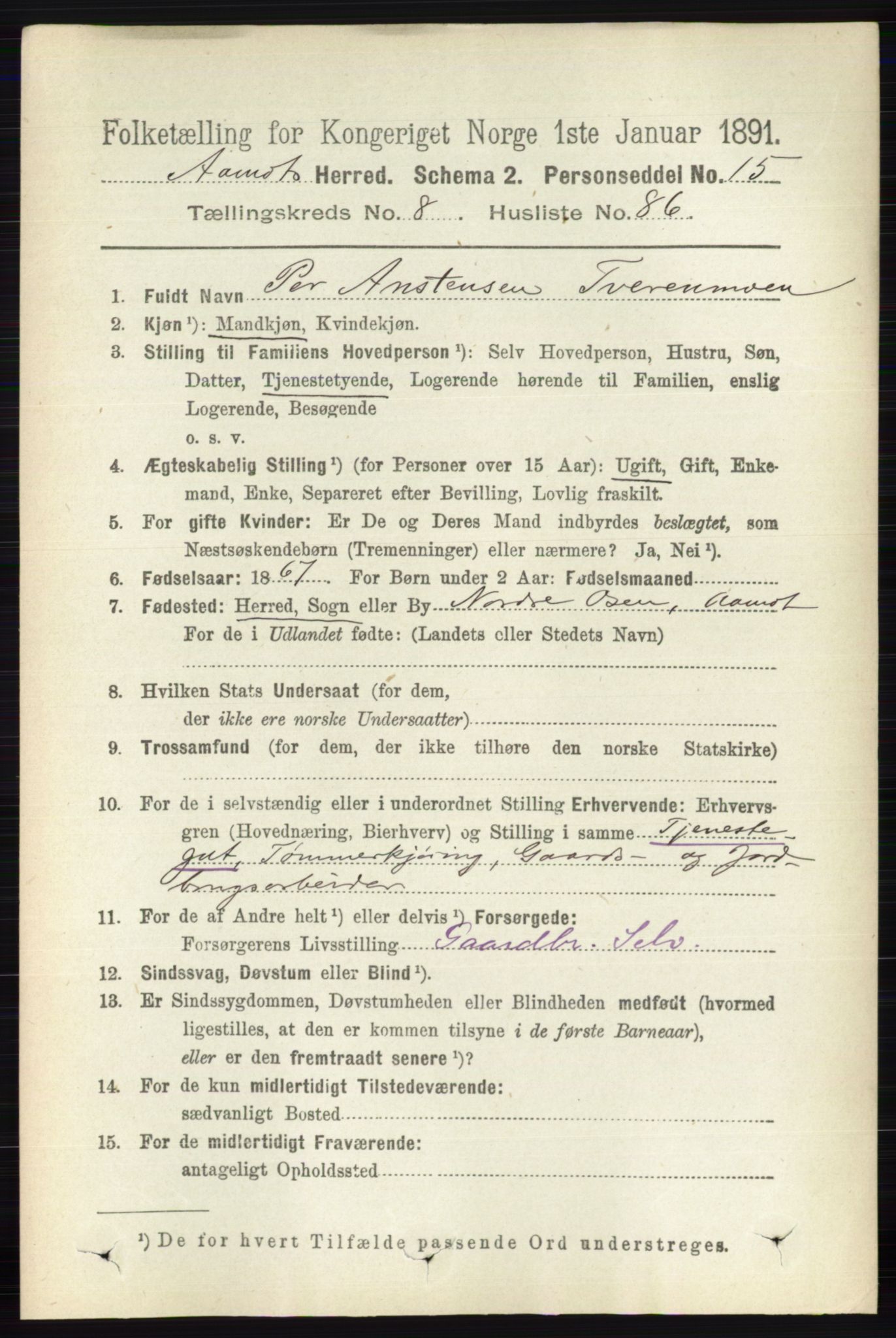 RA, 1891 census for 0429 Åmot, 1891, p. 4027