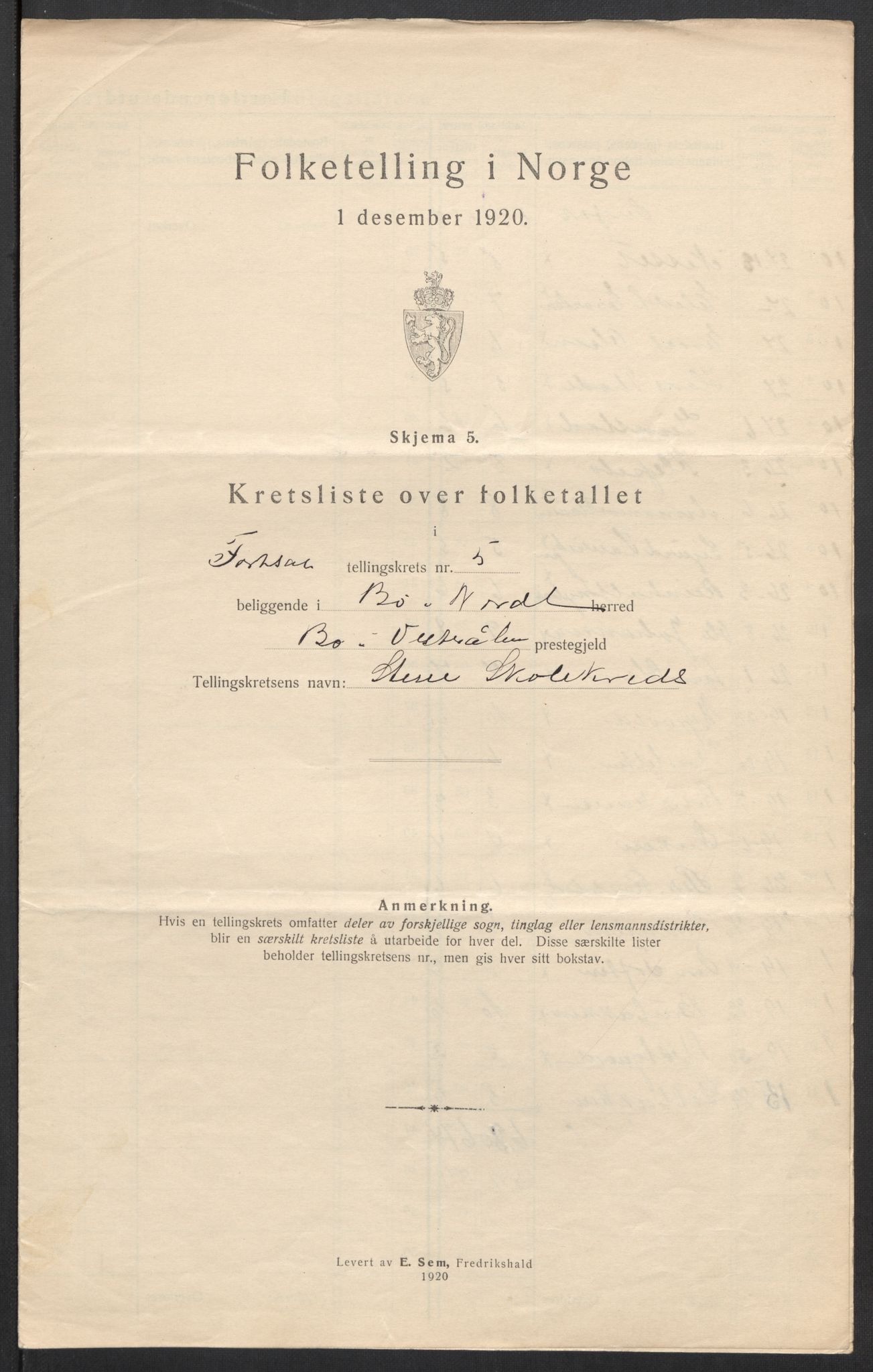 SAT, 1920 census for Bø, 1920, p. 25