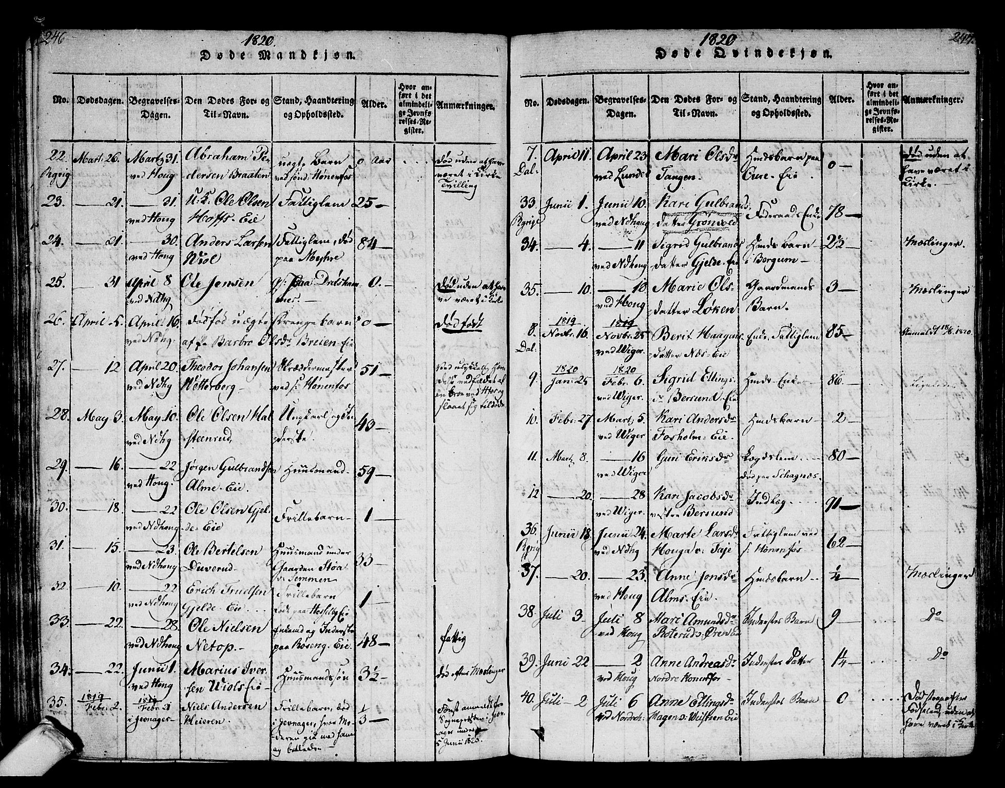 Norderhov kirkebøker, AV/SAKO-A-237/F/Fa/L0008: Parish register (official) no. 8, 1814-1833, p. 246-247