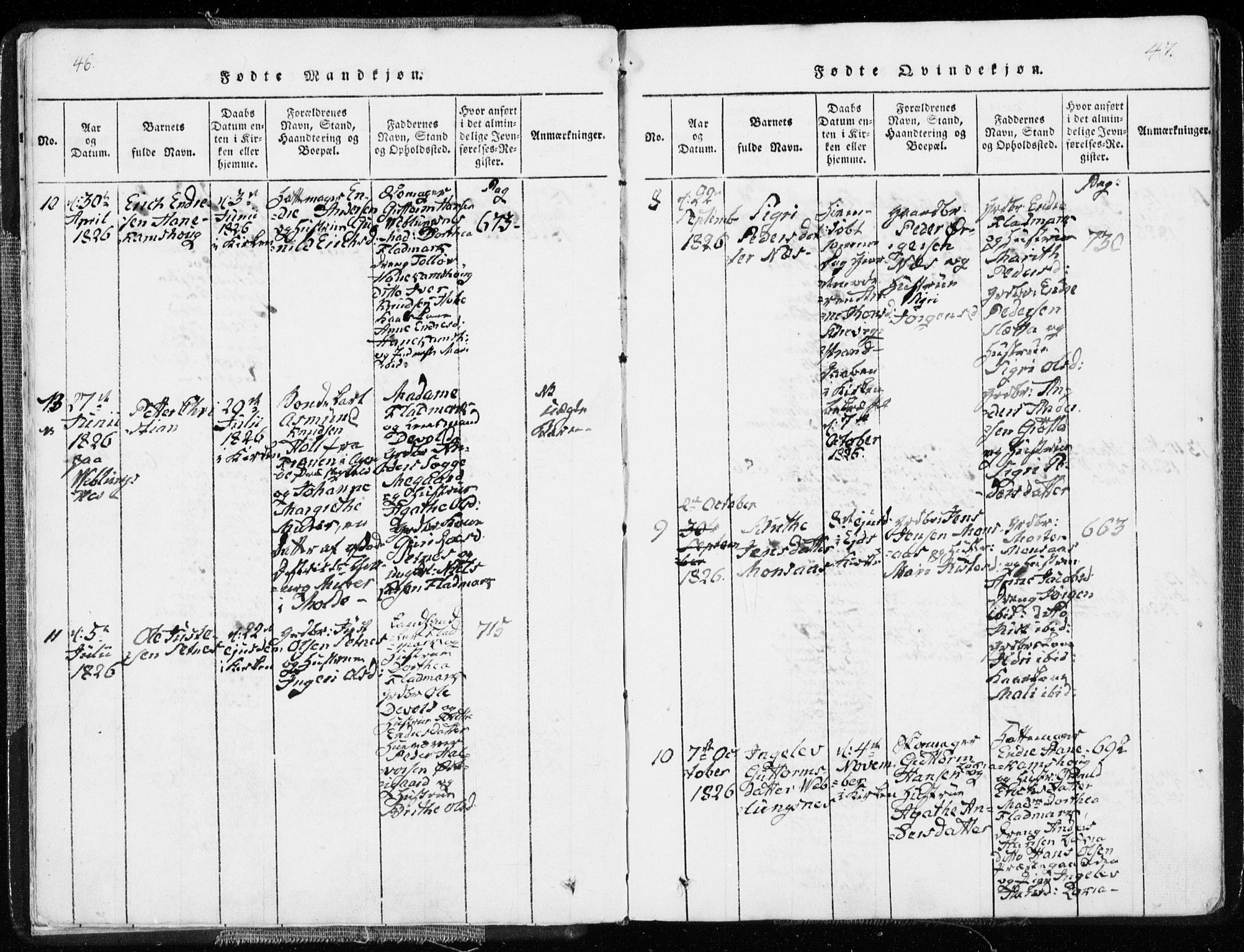 Ministerialprotokoller, klokkerbøker og fødselsregistre - Møre og Romsdal, AV/SAT-A-1454/544/L0571: Parish register (official) no. 544A04, 1818-1853, p. 46-47