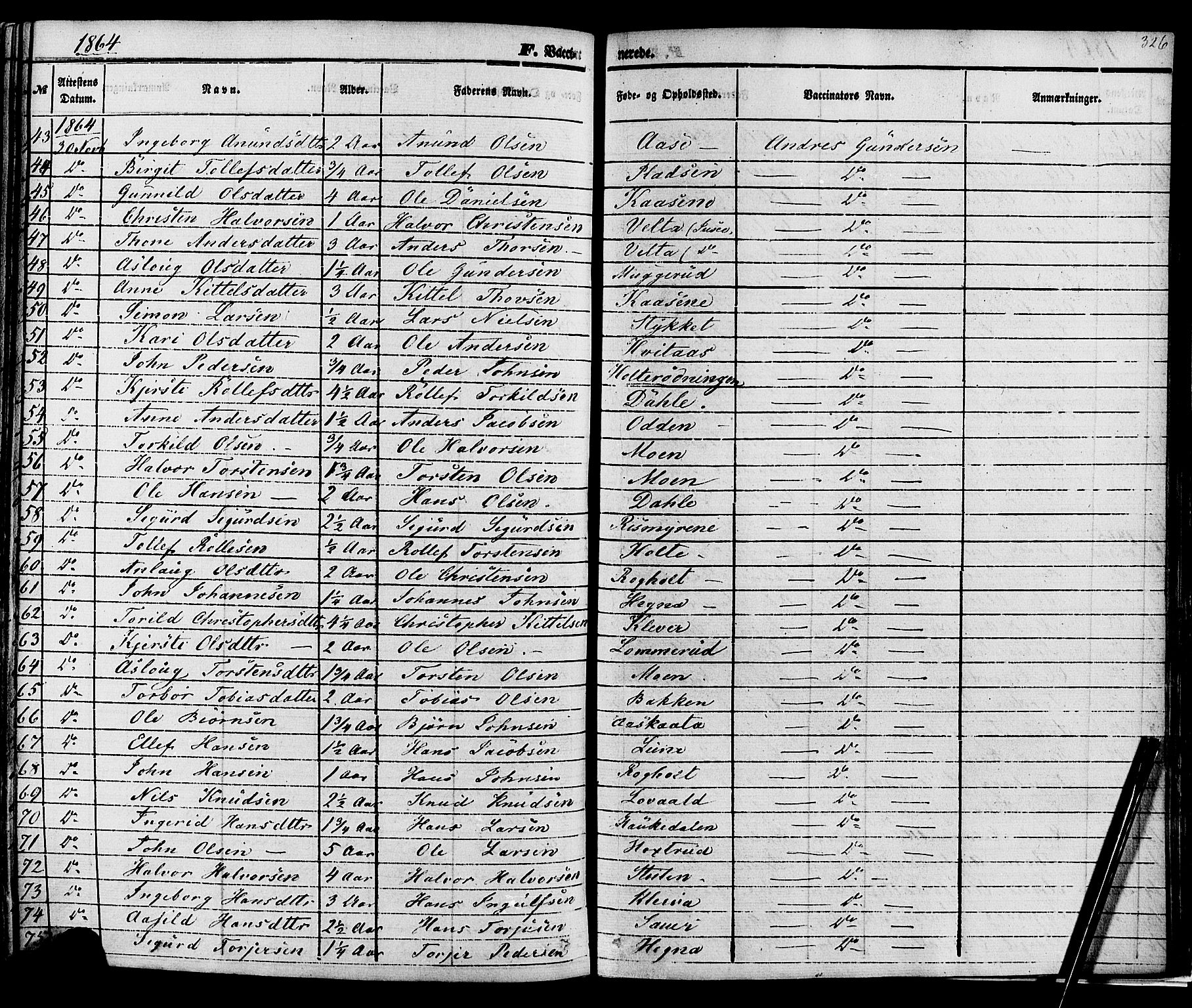 Sauherad kirkebøker, SAKO/A-298/F/Fa/L0007: Parish register (official) no. I 7, 1851-1873, p. 326