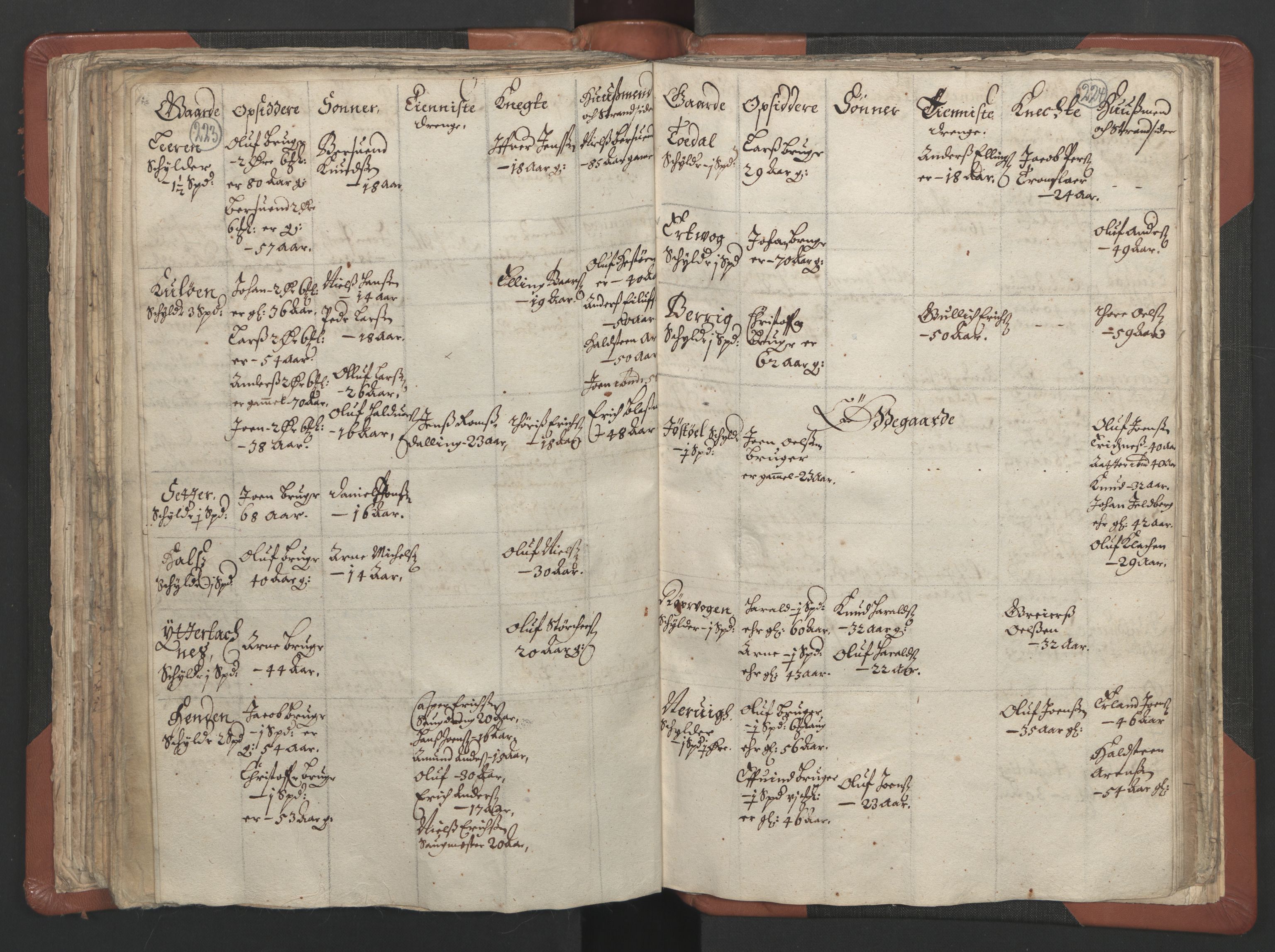 RA, Vicar's Census 1664-1666, no. 29: Nordmøre deanery, 1664-1666, p. 223-224