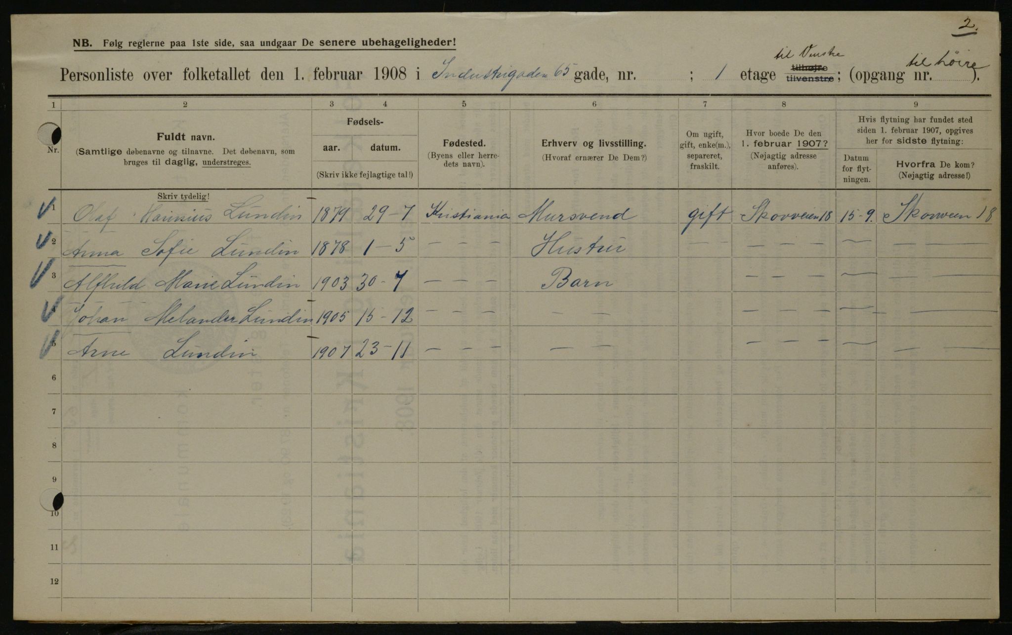 OBA, Municipal Census 1908 for Kristiania, 1908, p. 39244