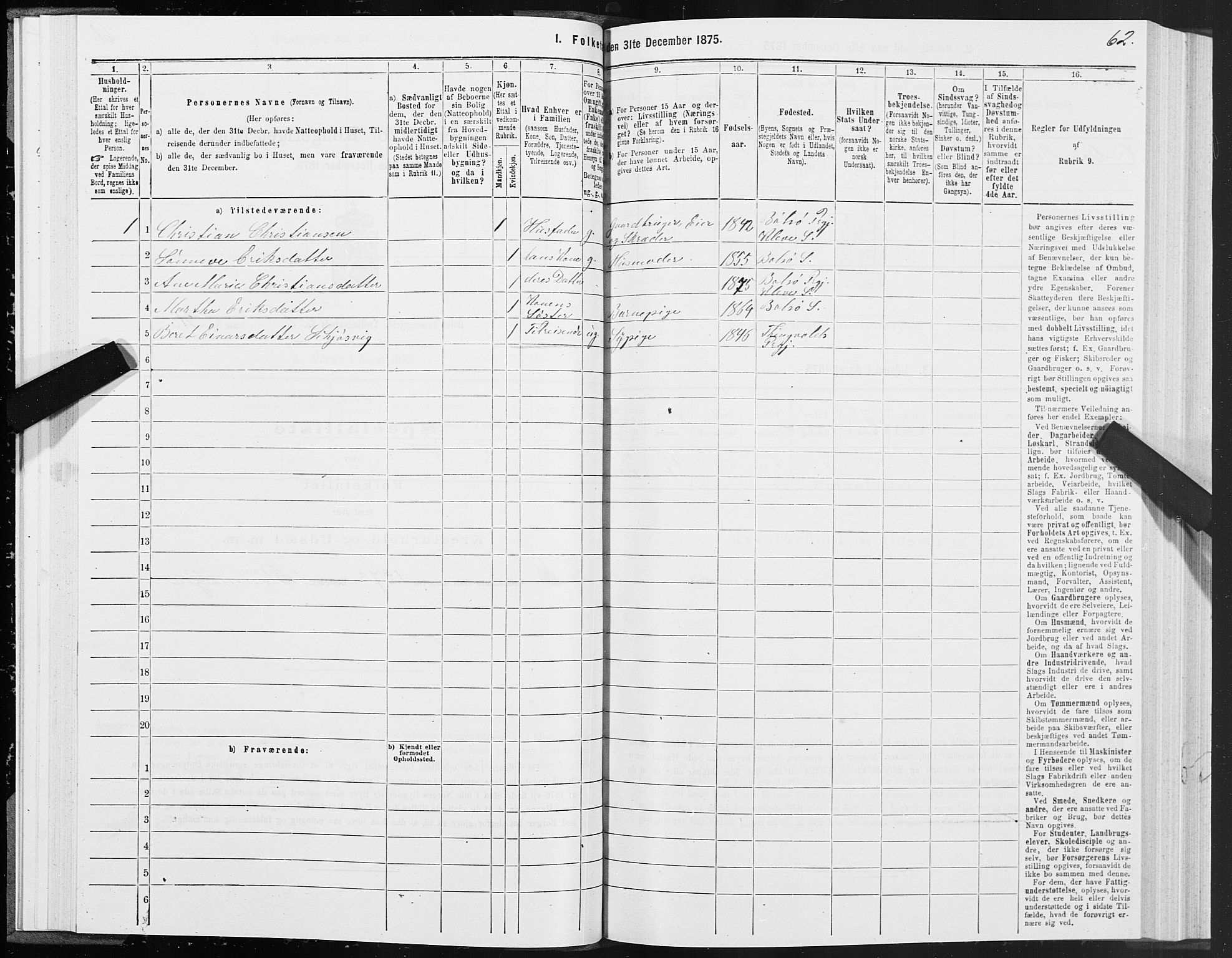 SAT, 1875 census for 1544P Bolsøy, 1875, p. 4062