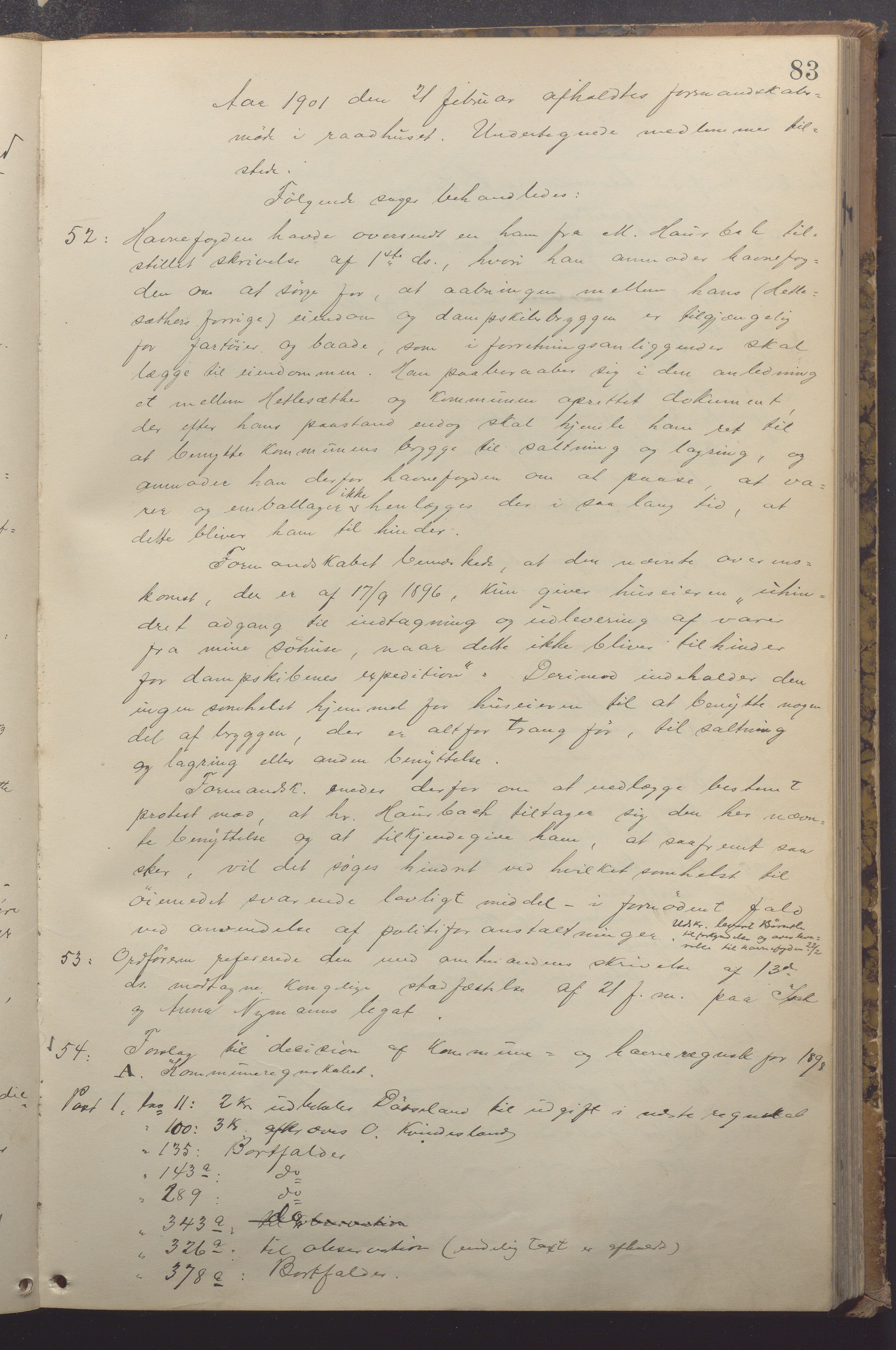 Haugesund kommune - Formannskapet, IKAR/X-0001/A/L0007: Møtebok, 1900-1903, p. 83a